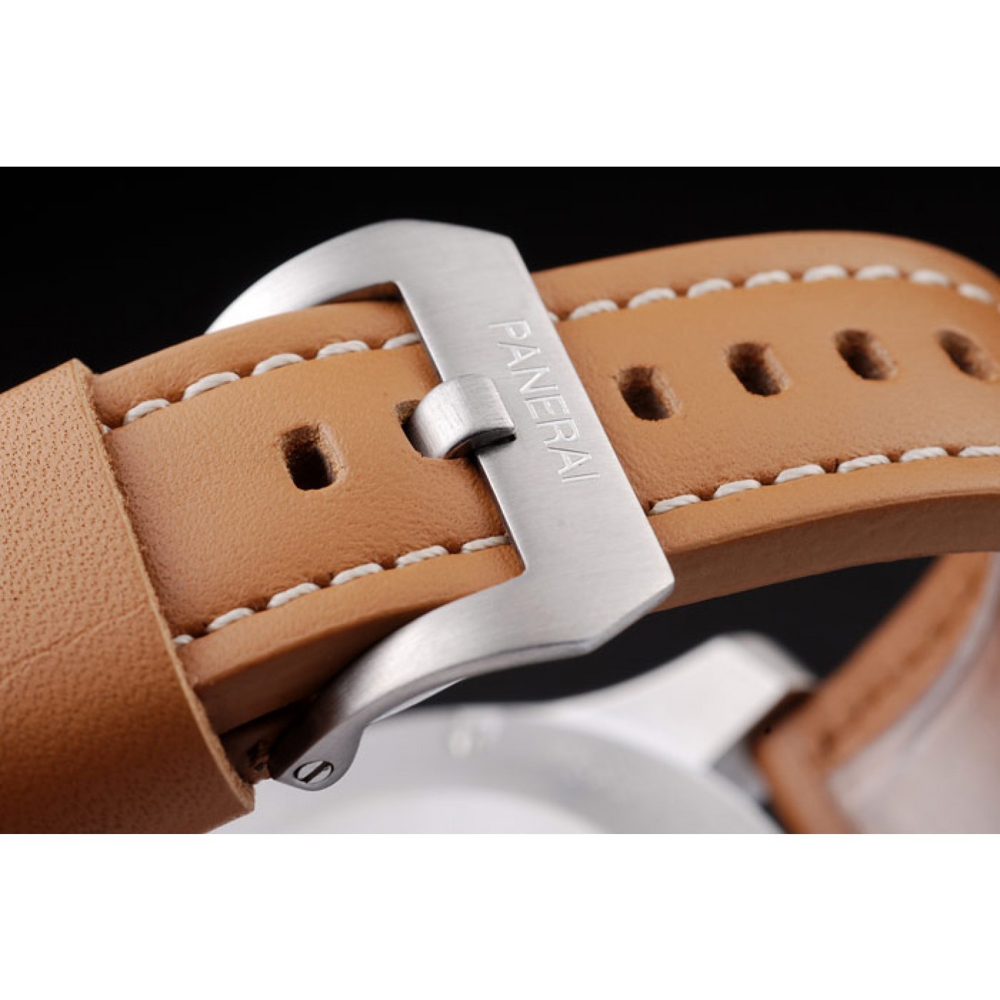 MiroTime Panerai Luminor Brushed Stainless Steel Case Brown Dial Brown Leather Strap