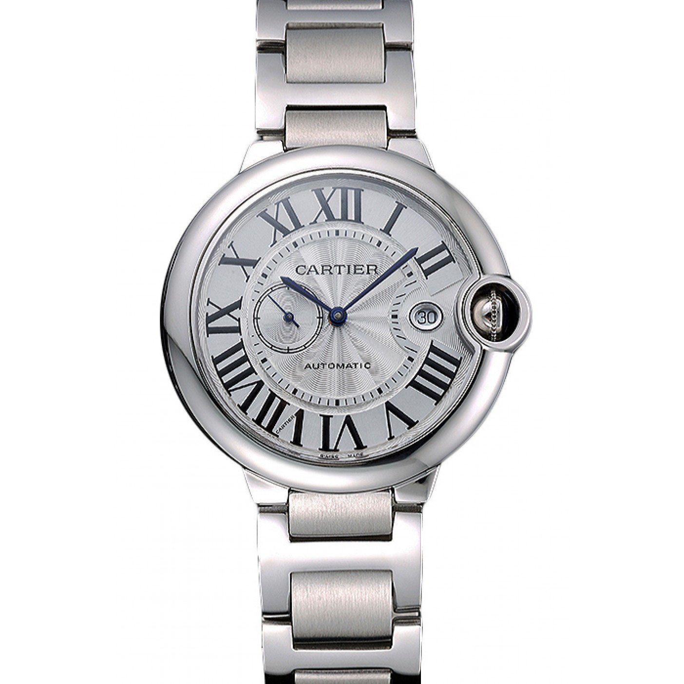 MiroTime Swiss Cartier Ballon Bleu White Dial Stainless Steel Case Steel Bracelet 622672