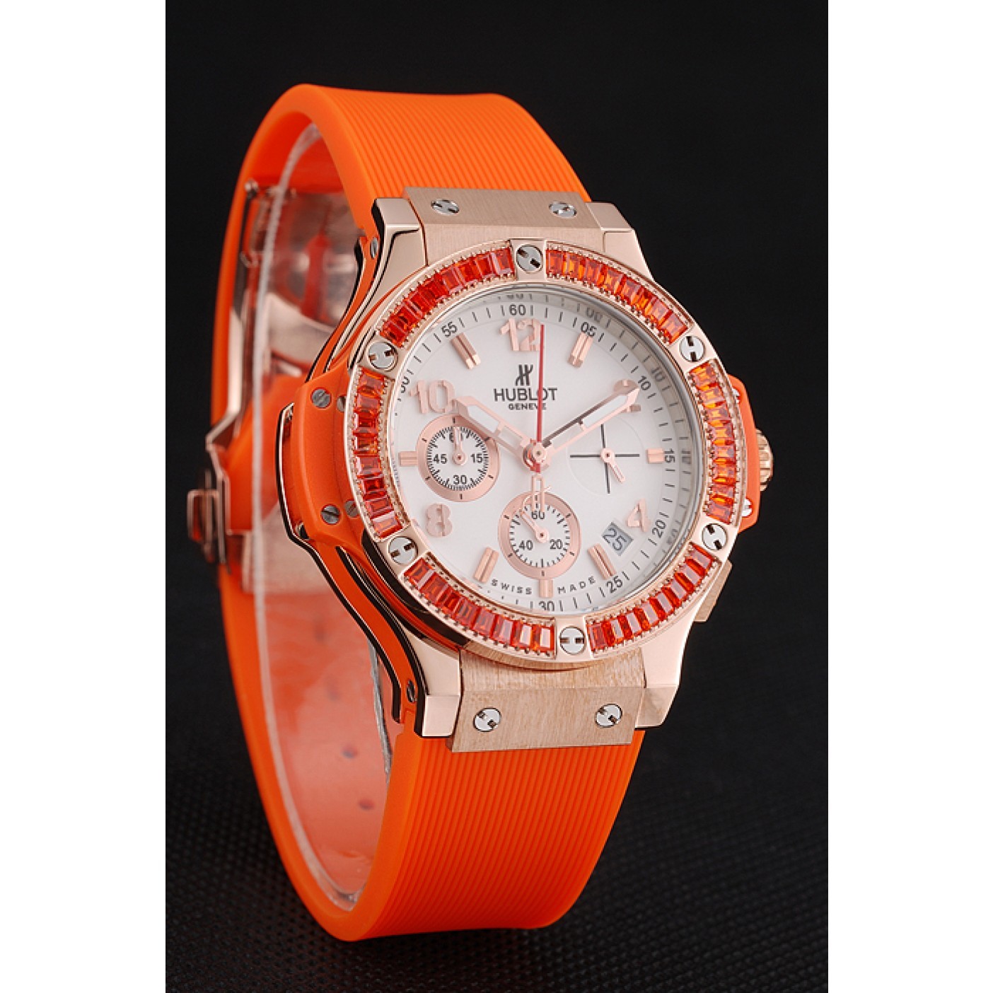 MiroTime Hublot Big Bang Tutti Frutti Orange Strap Gold Dial