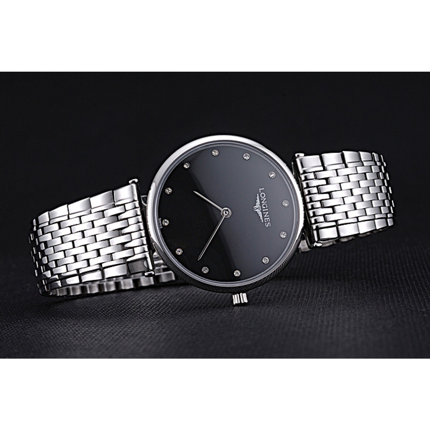 MiroTime Longines La Grande Classique Stainless Steel Black Dial Diamond Markers Homme 622111