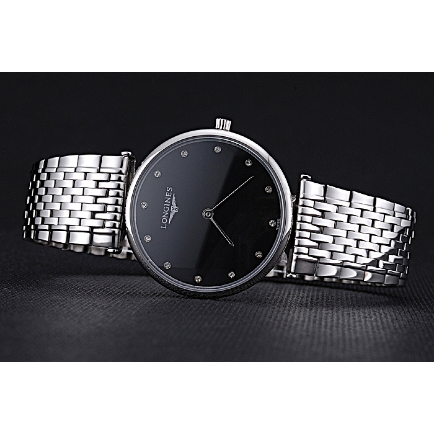 MiroTime Longines La Grande Classique Stainless Steel Black Dial Diamond Markers Homme 622111
