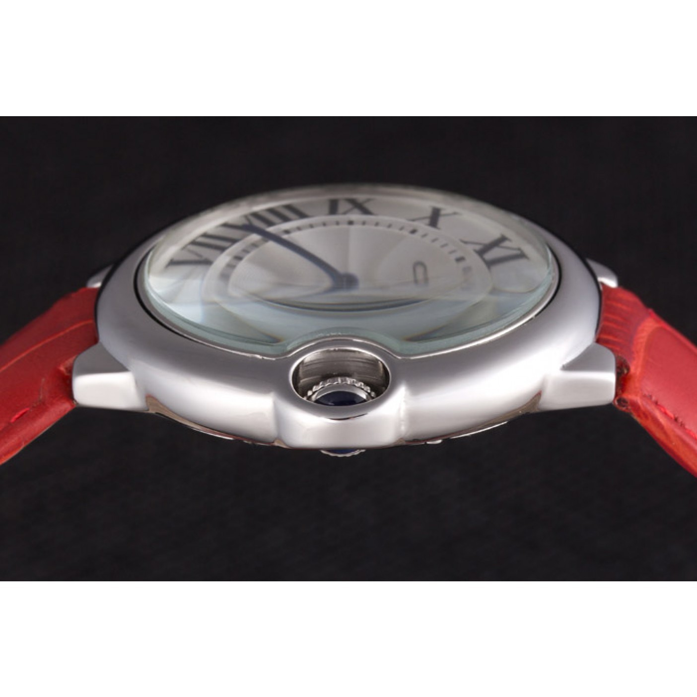 MiroTime Cartier Ballon Bleu Silver Bezel with White Dial Red Leather Band 621551