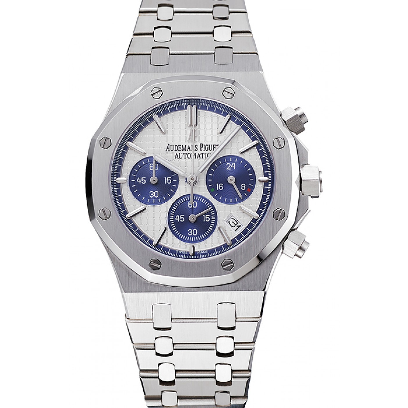 MiroTime Audemars Piguet Royal Oak Chronograph White And Blue Dial Stainless Steel Bracelet 1454026