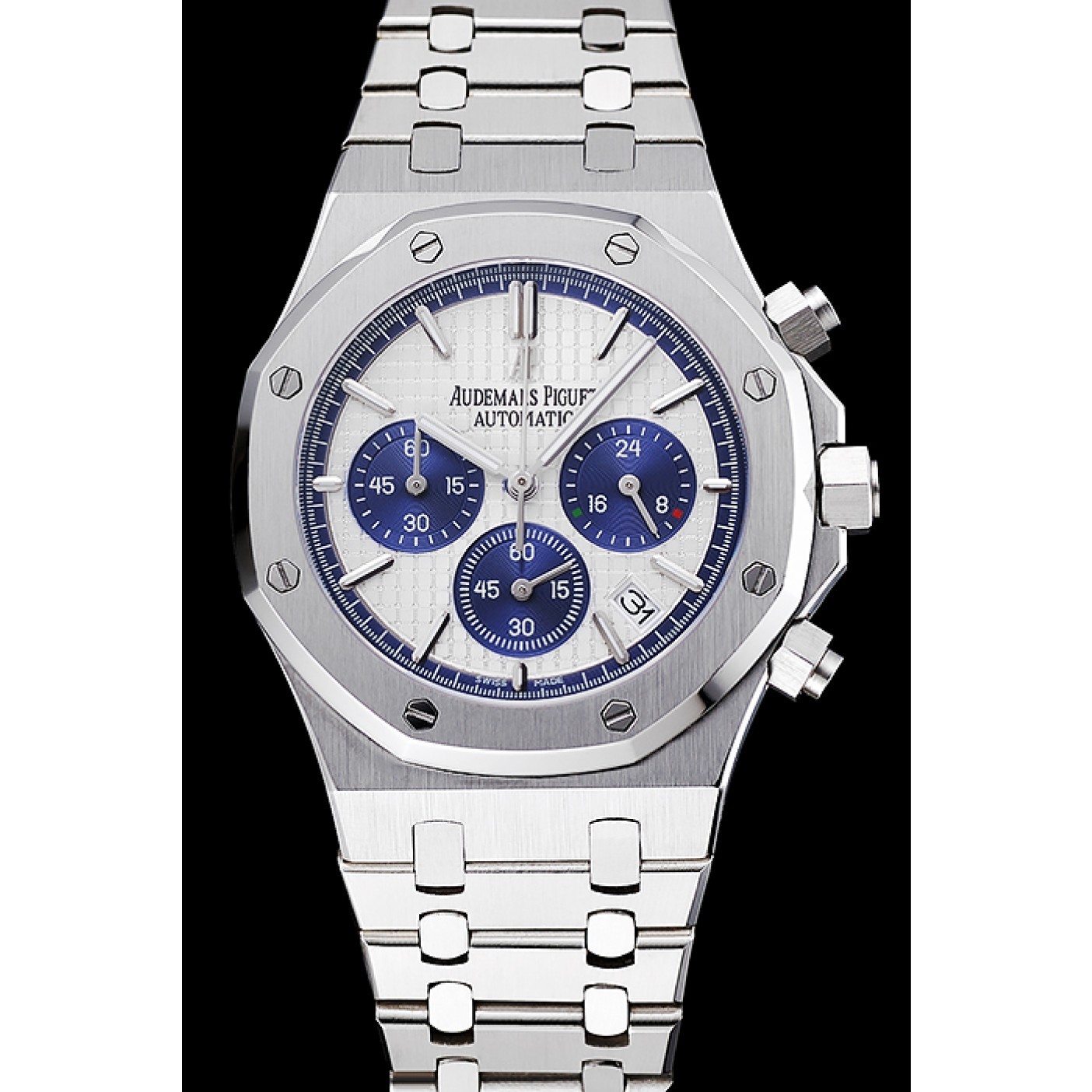 MiroTime Audemars Piguet Royal Oak Chronograph White And Blue Dial Stainless Steel Bracelet 1454026