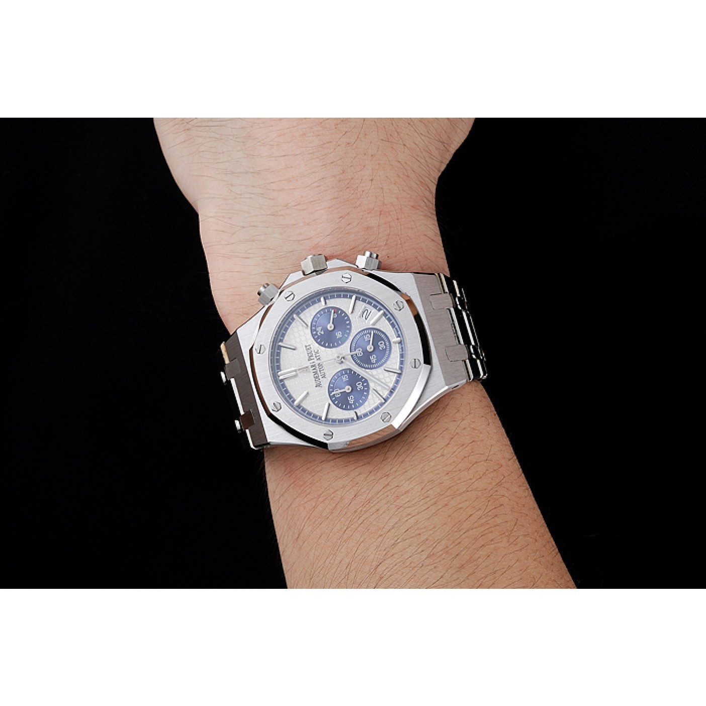 MiroTime Audemars Piguet Royal Oak Chronograph White And Blue Dial Stainless Steel Bracelet 1454026
