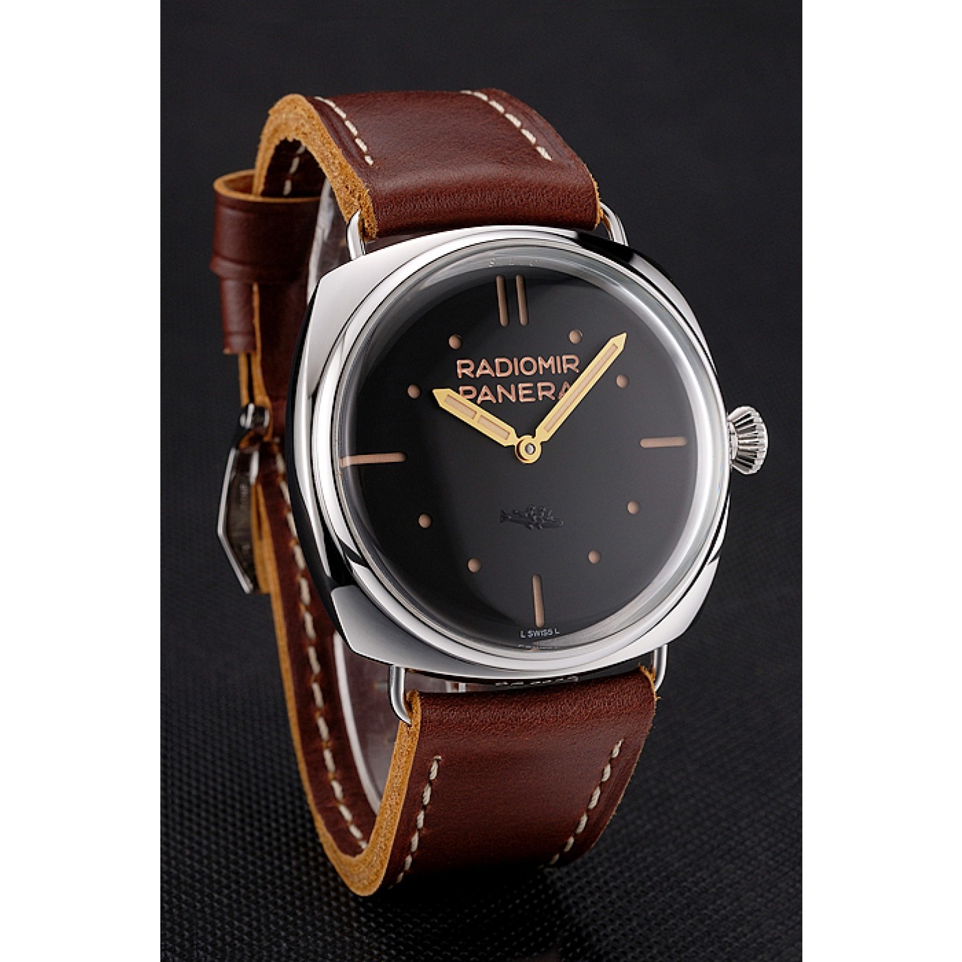 MiroTime Panerai Radiomir Vintage SLC PAM425 Black Dial Stainless Steel Case Brown Leather Strap