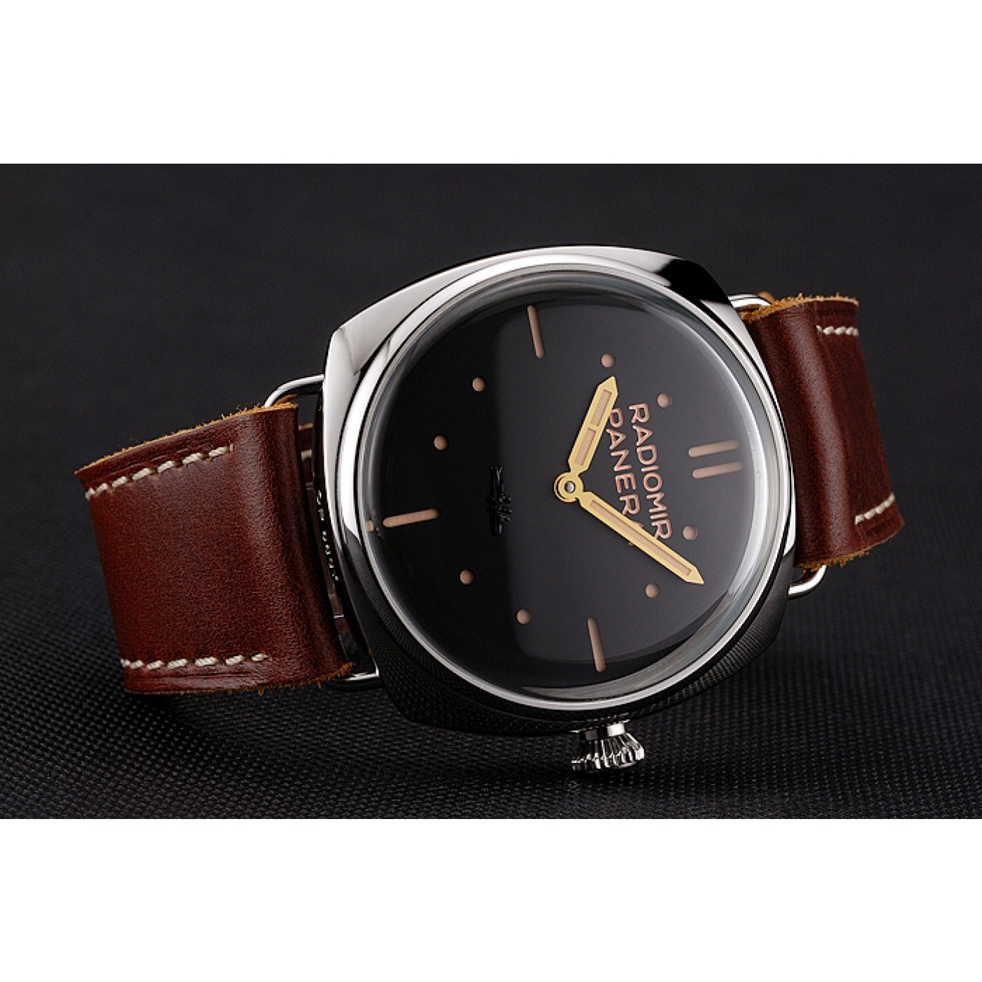 MiroTime Panerai Radiomir Vintage SLC PAM425 Black Dial Stainless Steel Case Brown Leather Strap