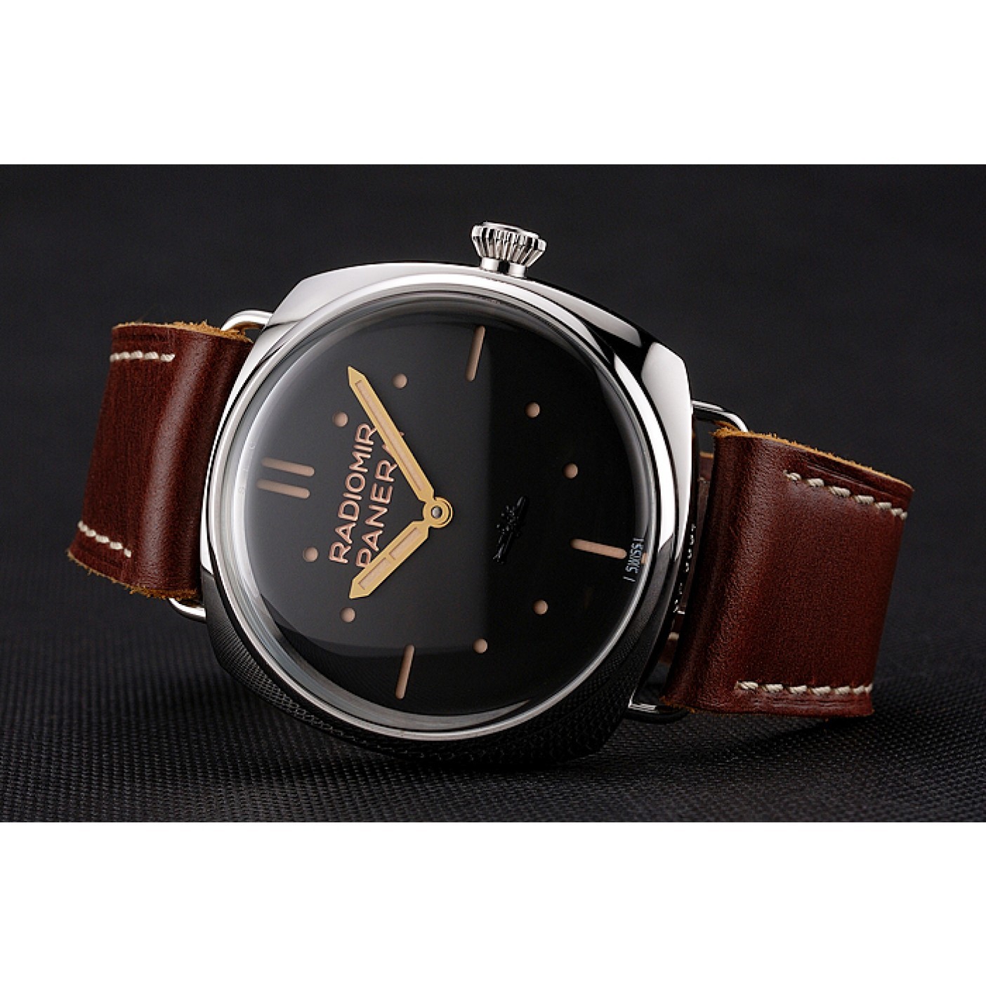 MiroTime Panerai Radiomir Vintage SLC PAM425 Black Dial Stainless Steel Case Brown Leather Strap