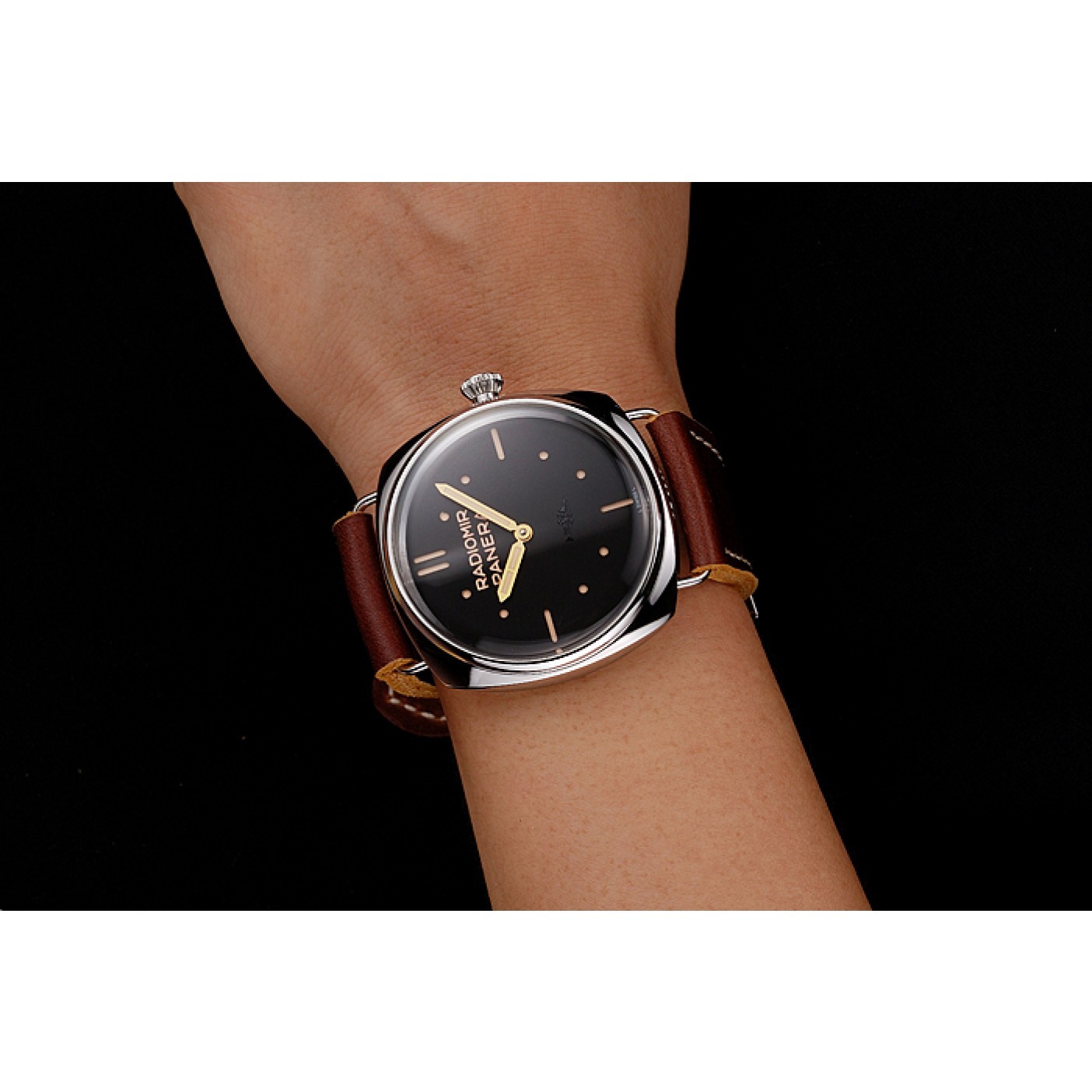 MiroTime Panerai Radiomir Vintage SLC PAM425 Black Dial Stainless Steel Case Brown Leather Strap