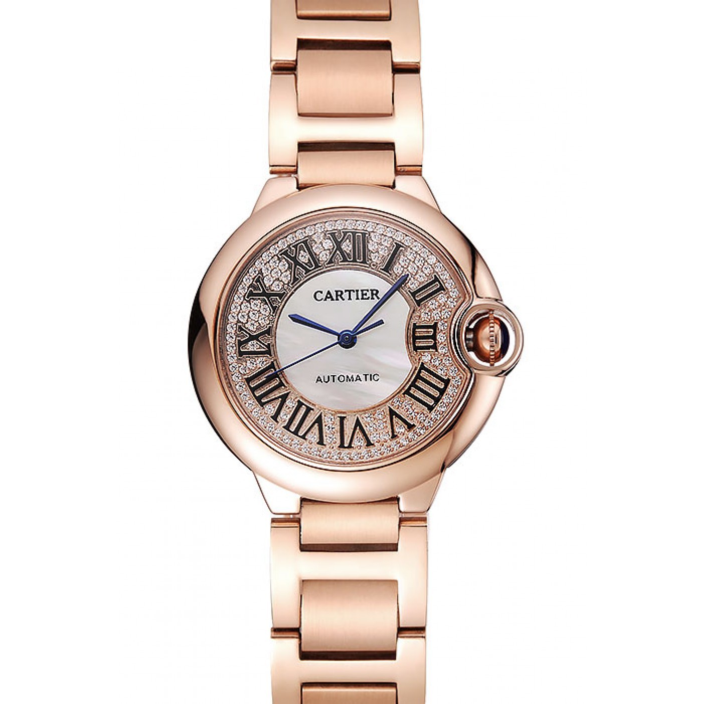 MiroTime Swiss Cartier Ballon Bleu 40 MM Diamond Dial Rose Gold Bracelet 1453883