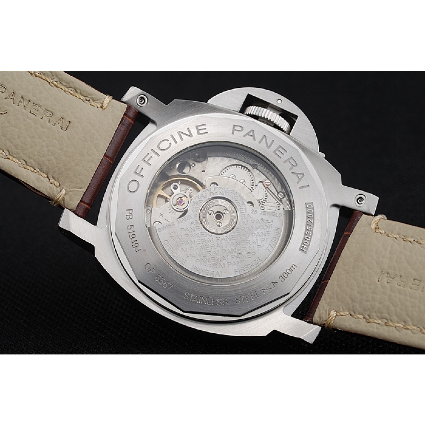 MiroTime Panerai Luminor GMT Black Dial Brown Leather Bracelet