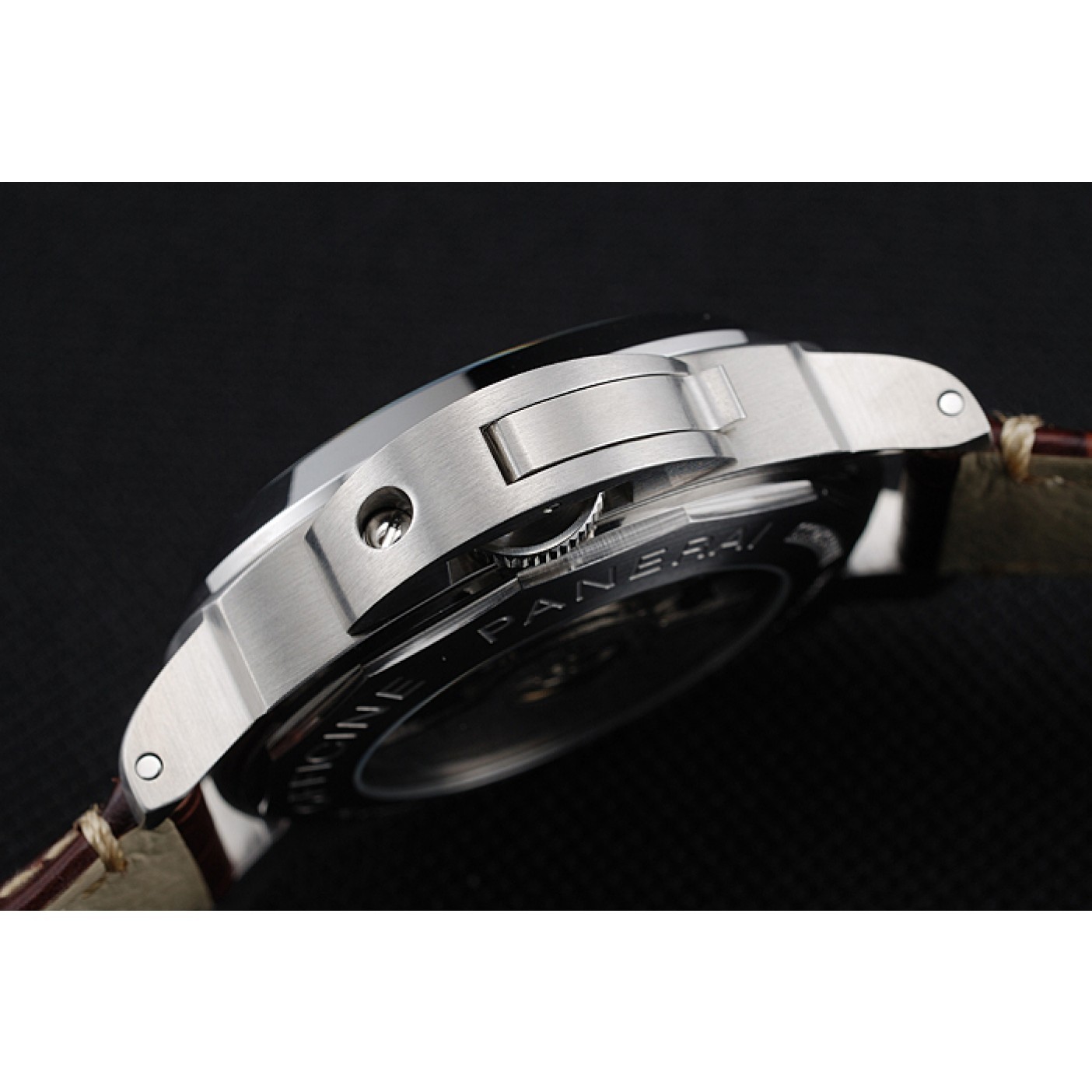 MiroTime Panerai Luminor GMT Black Dial Brown Leather Bracelet