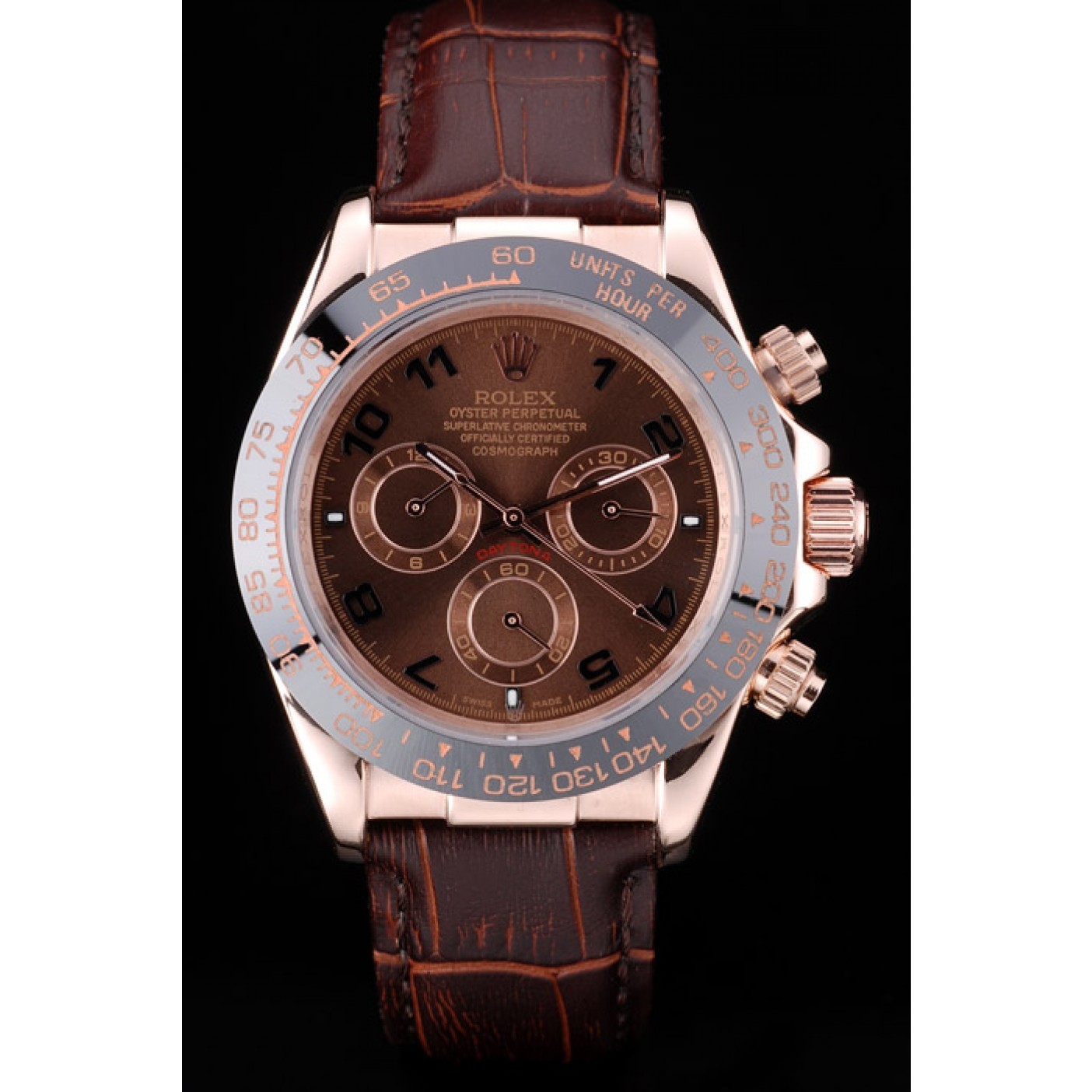 MiroTime Rolex Daytona Rose Gold Case Brown Dial Brown Leather Strap