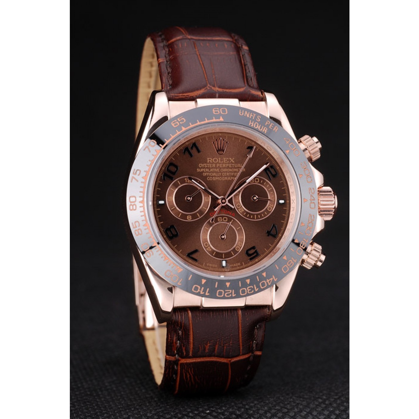 MiroTime Rolex Daytona Rose Gold Case Brown Dial Brown Leather Strap