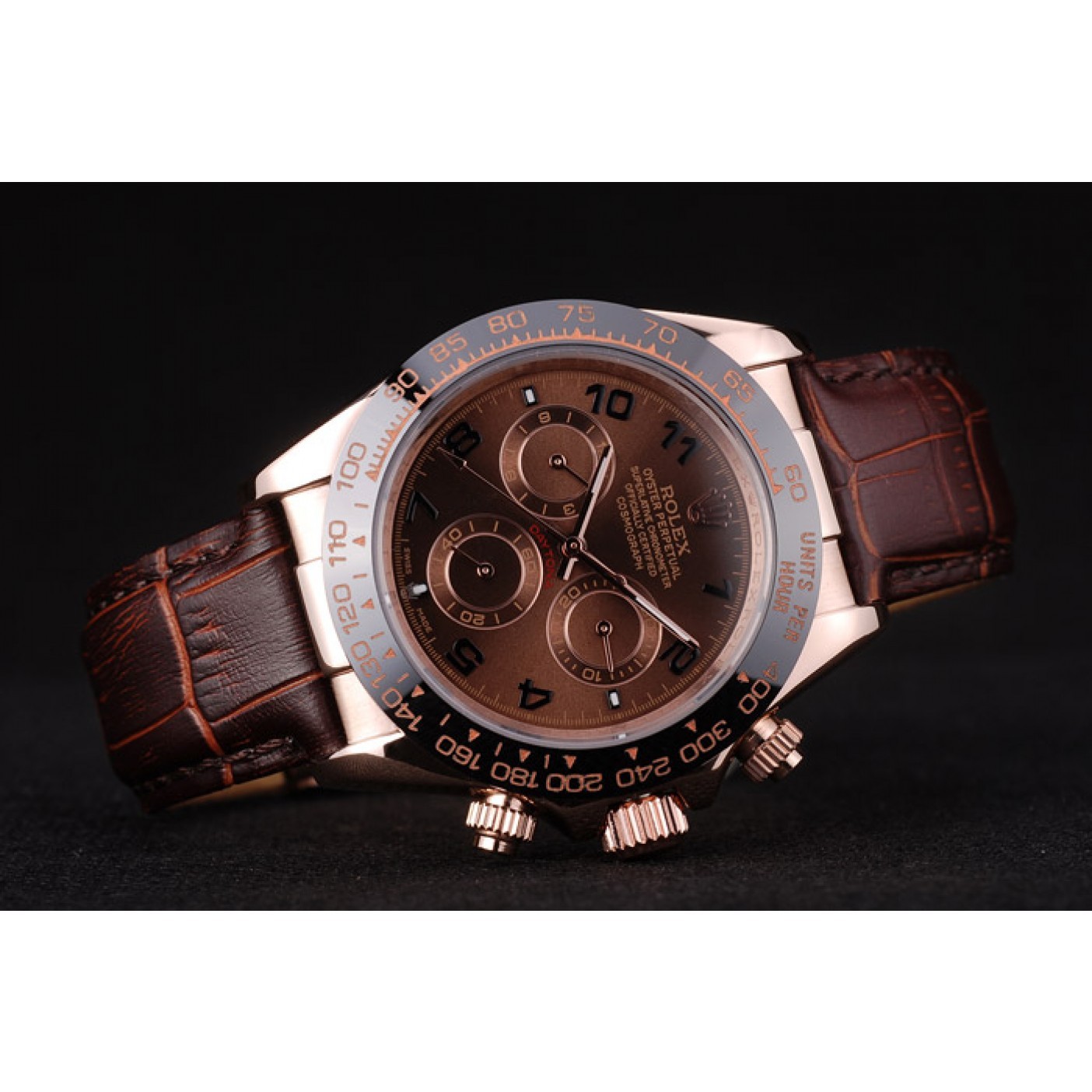 MiroTime Rolex Daytona Rose Gold Case Brown Dial Brown Leather Strap