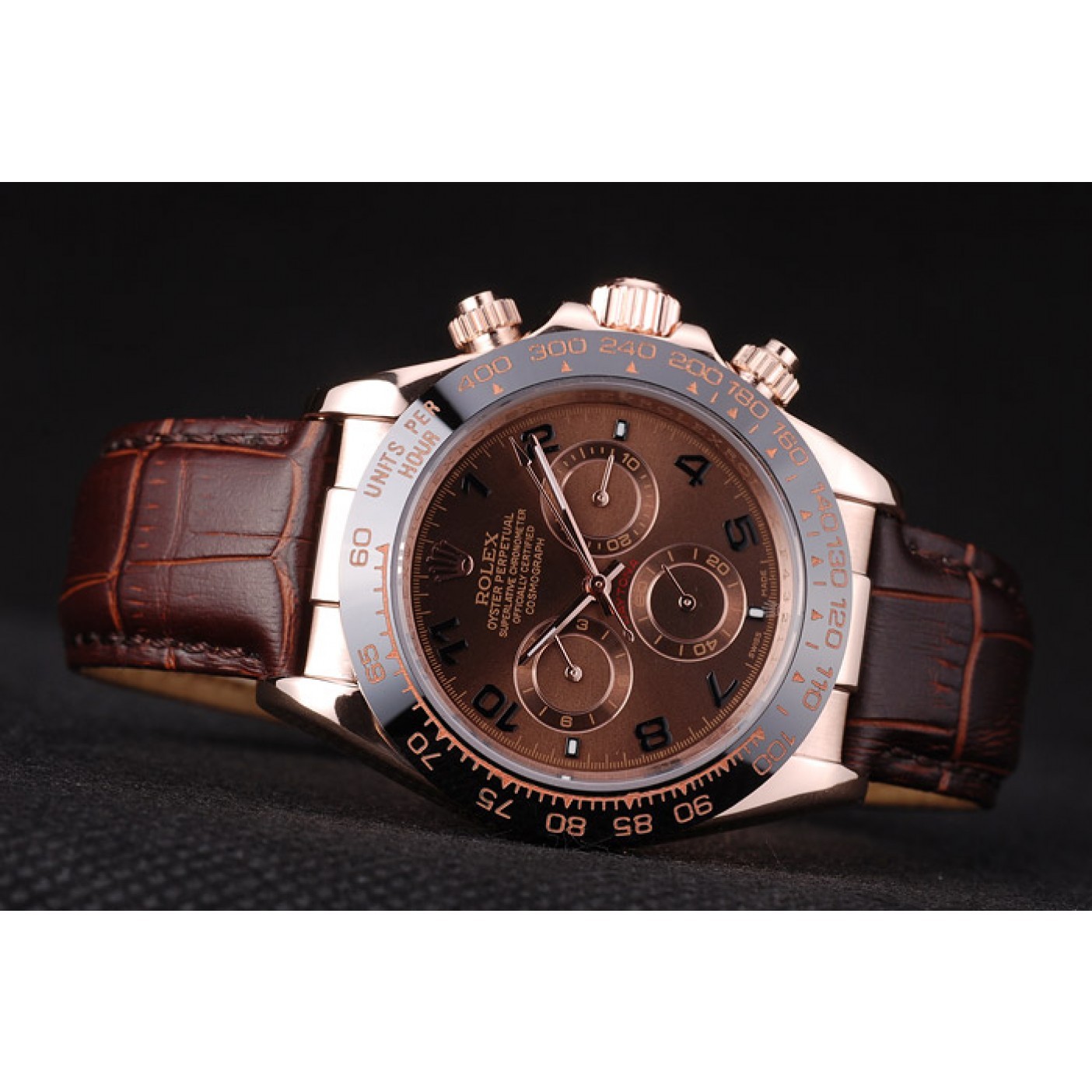 MiroTime Rolex Daytona Rose Gold Case Brown Dial Brown Leather Strap