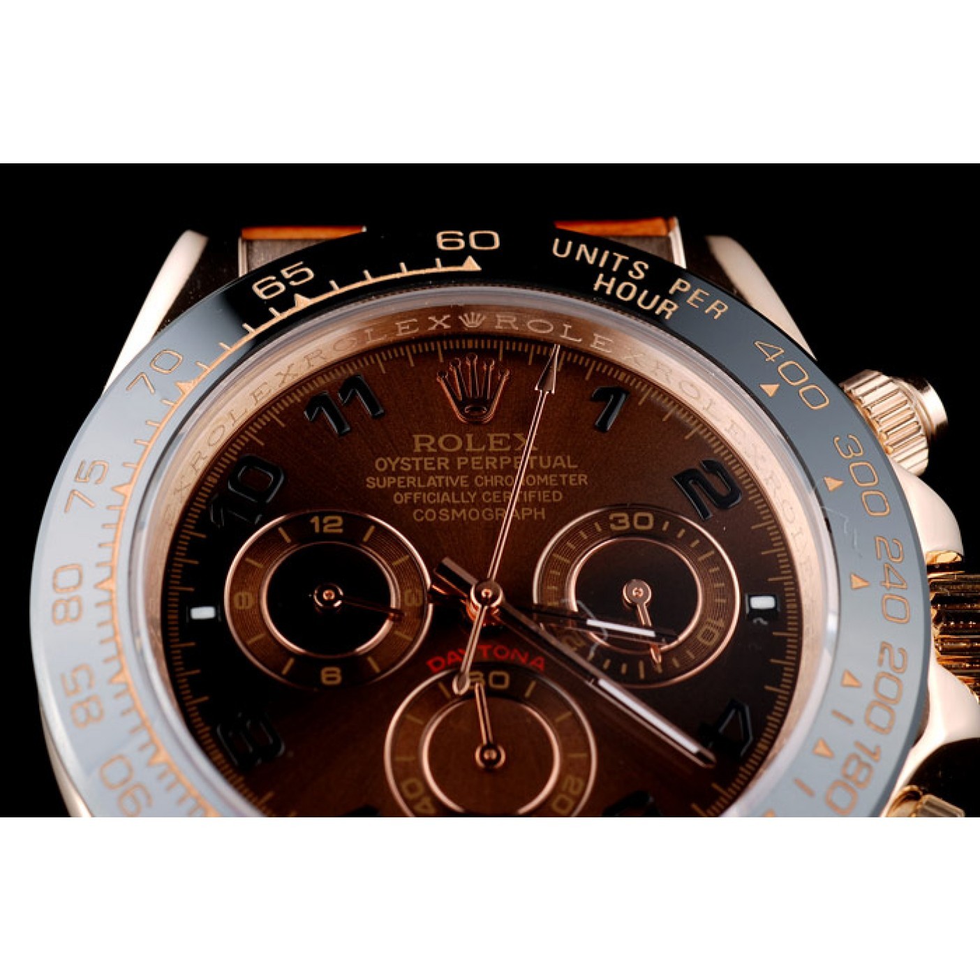 MiroTime Rolex Daytona Rose Gold Case Brown Dial Brown Leather Strap