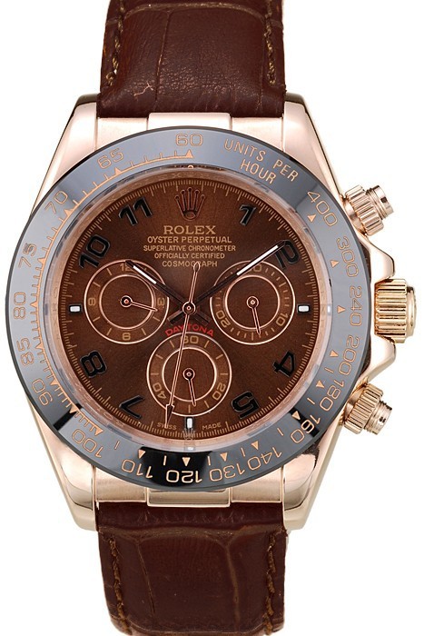 MiroTime Rolex Daytona Rose Gold Case Brown Dial Brown Leather Strap