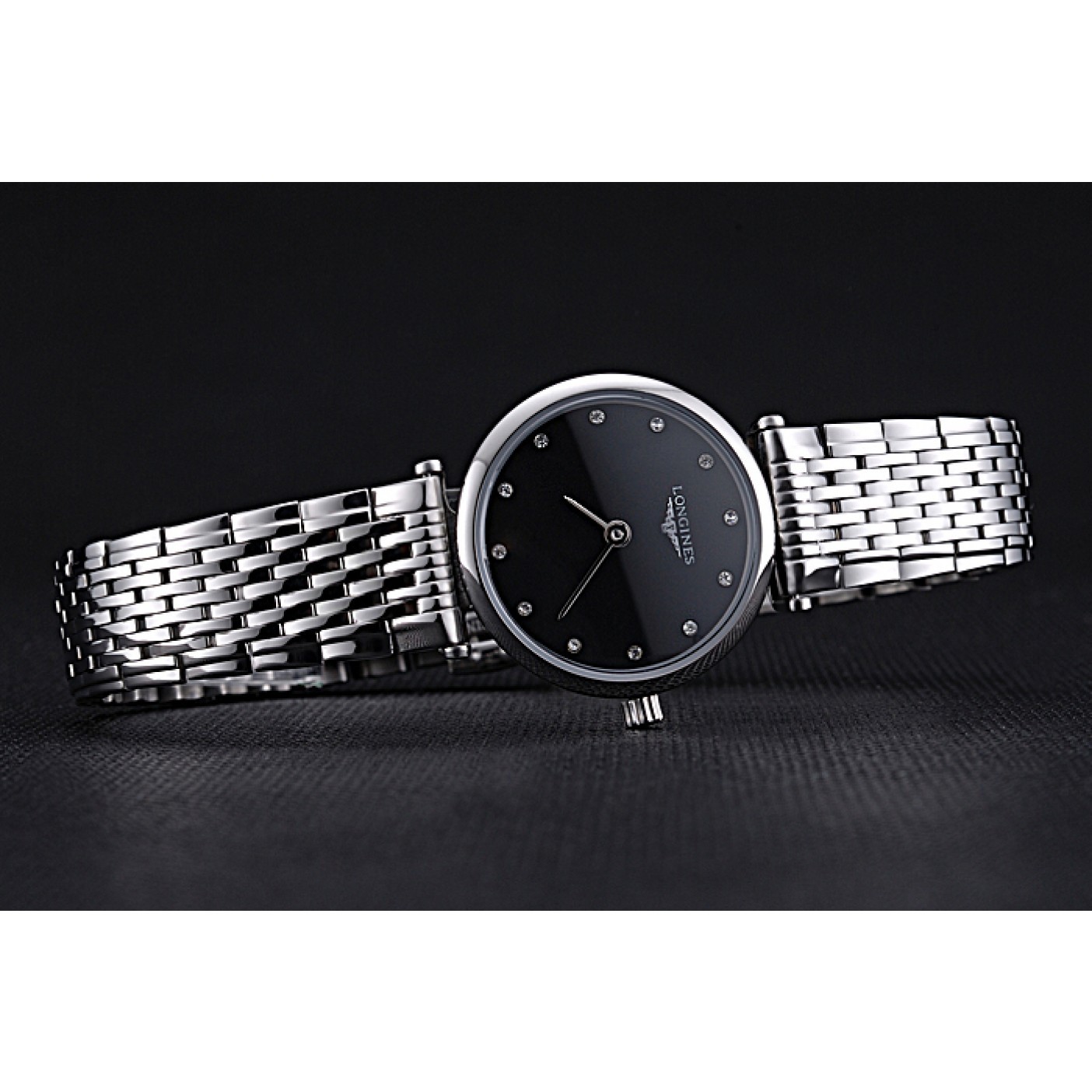 MiroTime Longines La Grande Classique Stainless Steel Black Dial Diamond Markers Femme 622112