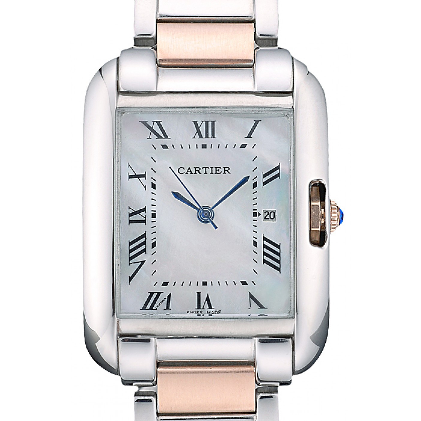 MiroTime Cartier Tank Anglaise 30mm White Dial Stainless Steel Case Two Tone Bracelet