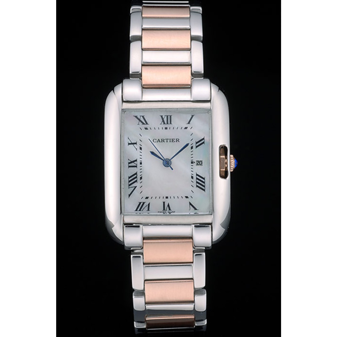MiroTime Cartier Tank Anglaise 30mm White Dial Stainless Steel Case Two Tone Bracelet