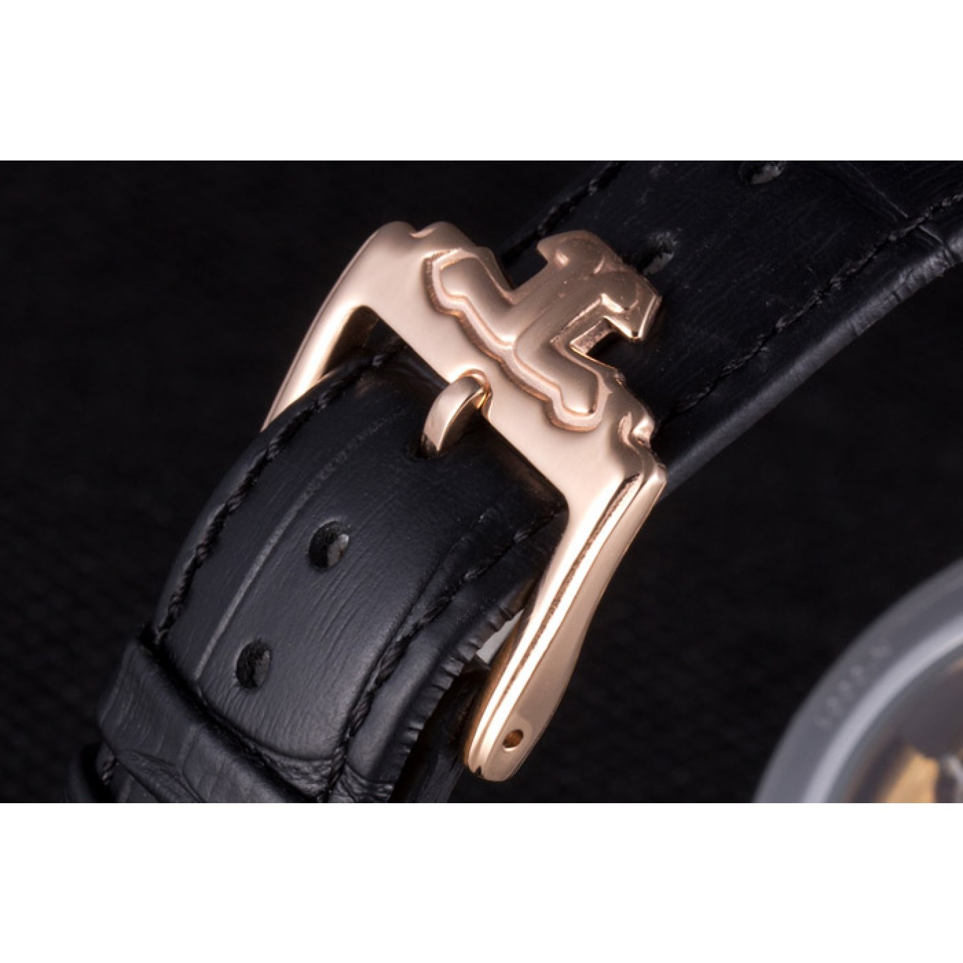 MiroTime Jaeger Lecoultre Master Chronograph Gold Bezel Black Leather Band 621619