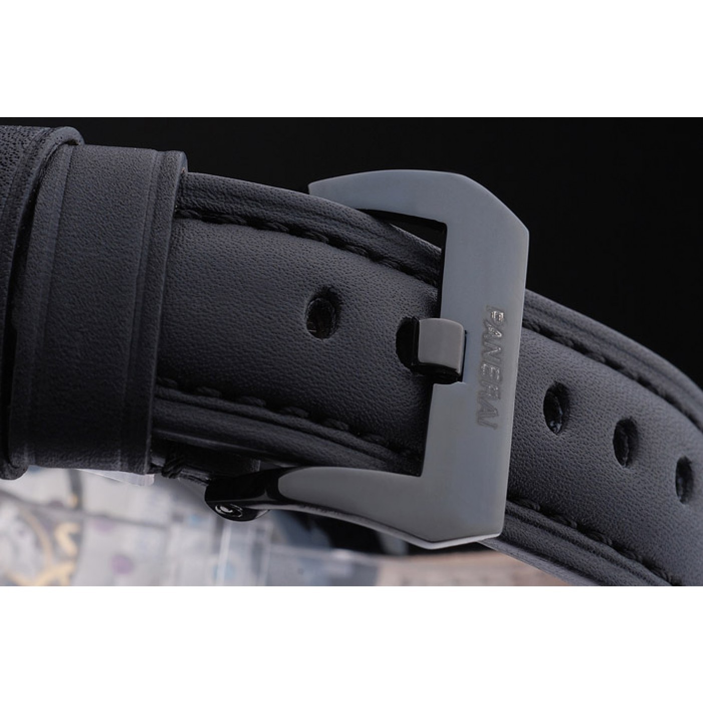 MiroTime Panerai Luminor Marina Black Dial Black Stainless Steel Case Black Leather Bracelet