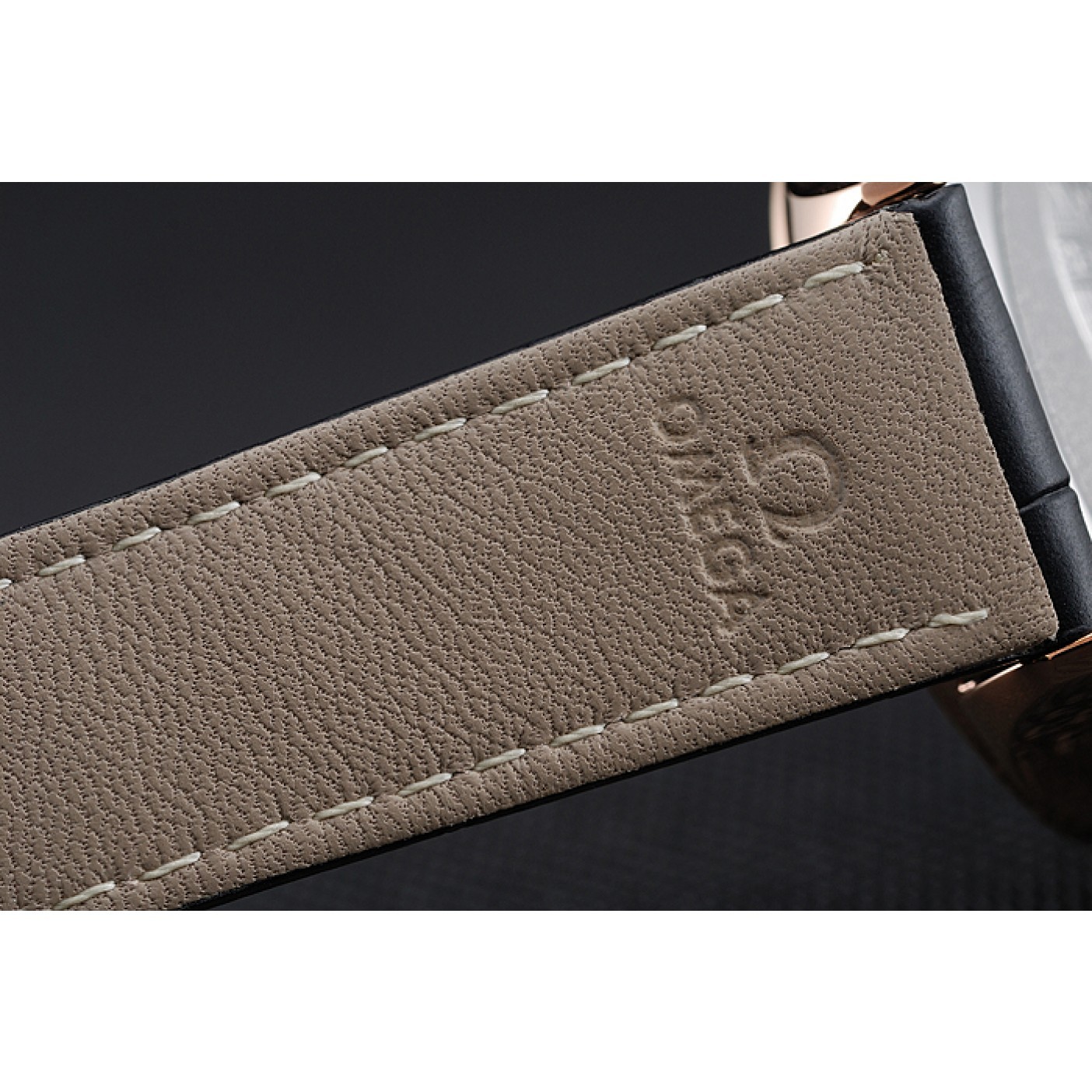 MiroTime Omega DeVille Prestige Black Dial Gold Diamond Case Black Leather Bracelet 1454123