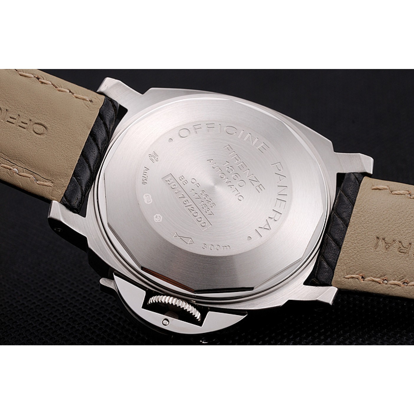 MiroTime Swiss Panerai Luminor Marina Black Dial Stainless Steel Case Black Leather Strap