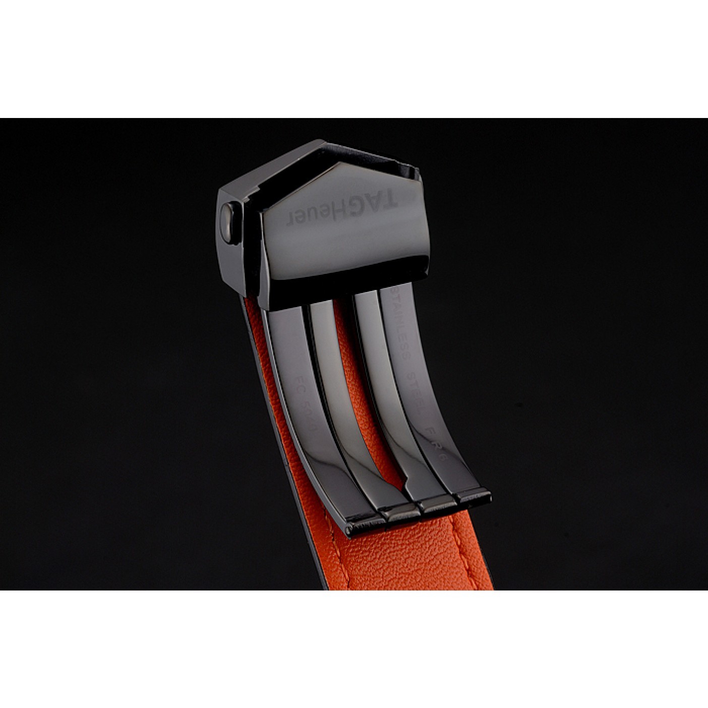 MiroTime Tag Heuer Monaco Calibre 36 Blue And Orange Stripes Dial Black Leather Strap 622302