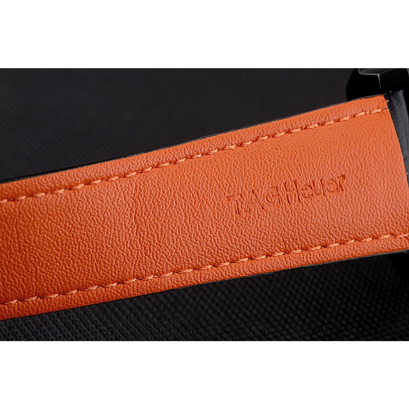 MiroTime Tag Heuer Monaco Calibre 36 Blue And Orange Stripes Dial Black Leather Strap 622302