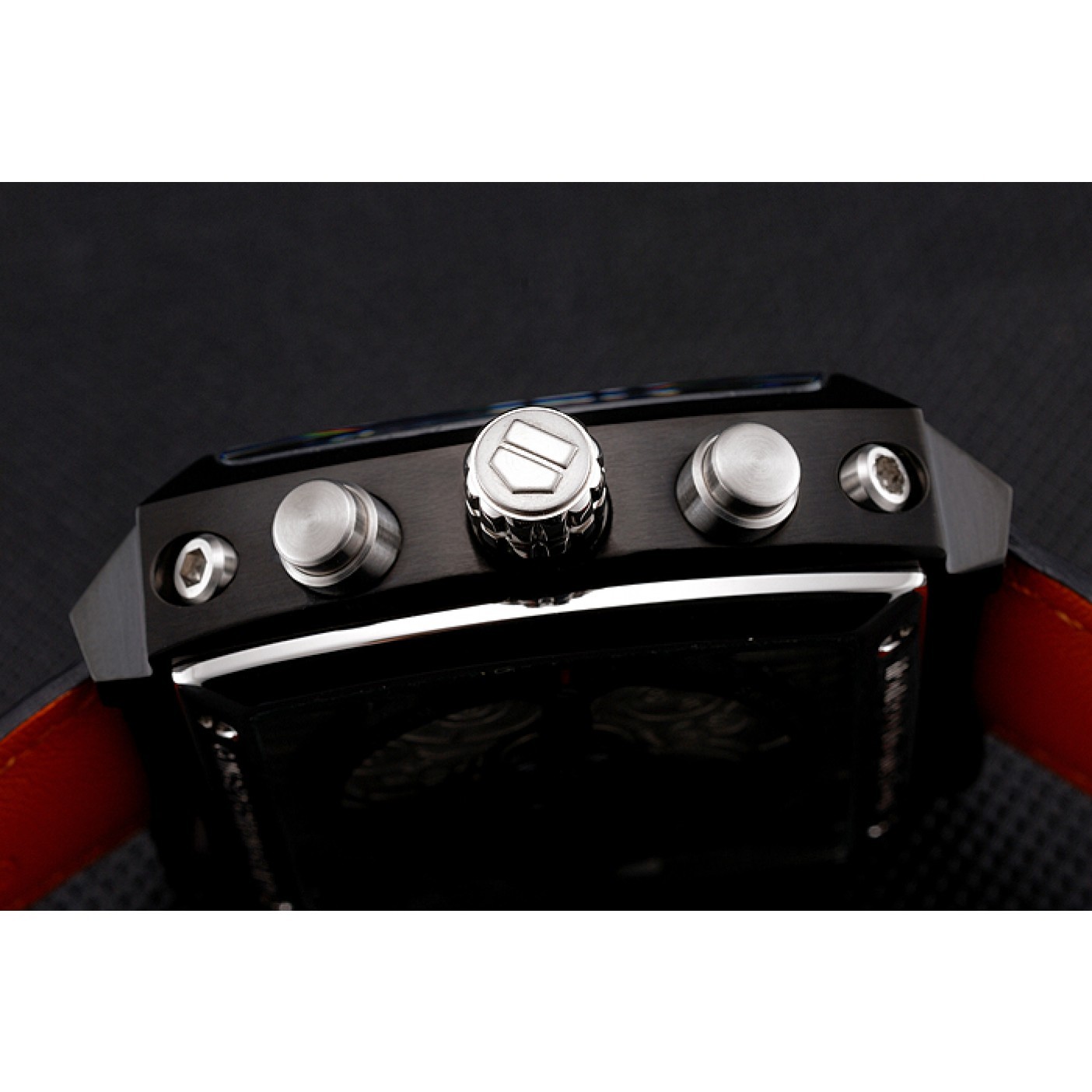 MiroTime Tag Heuer Monaco Calibre 36 Blue And Orange Stripes Dial Black Leather Strap 622302