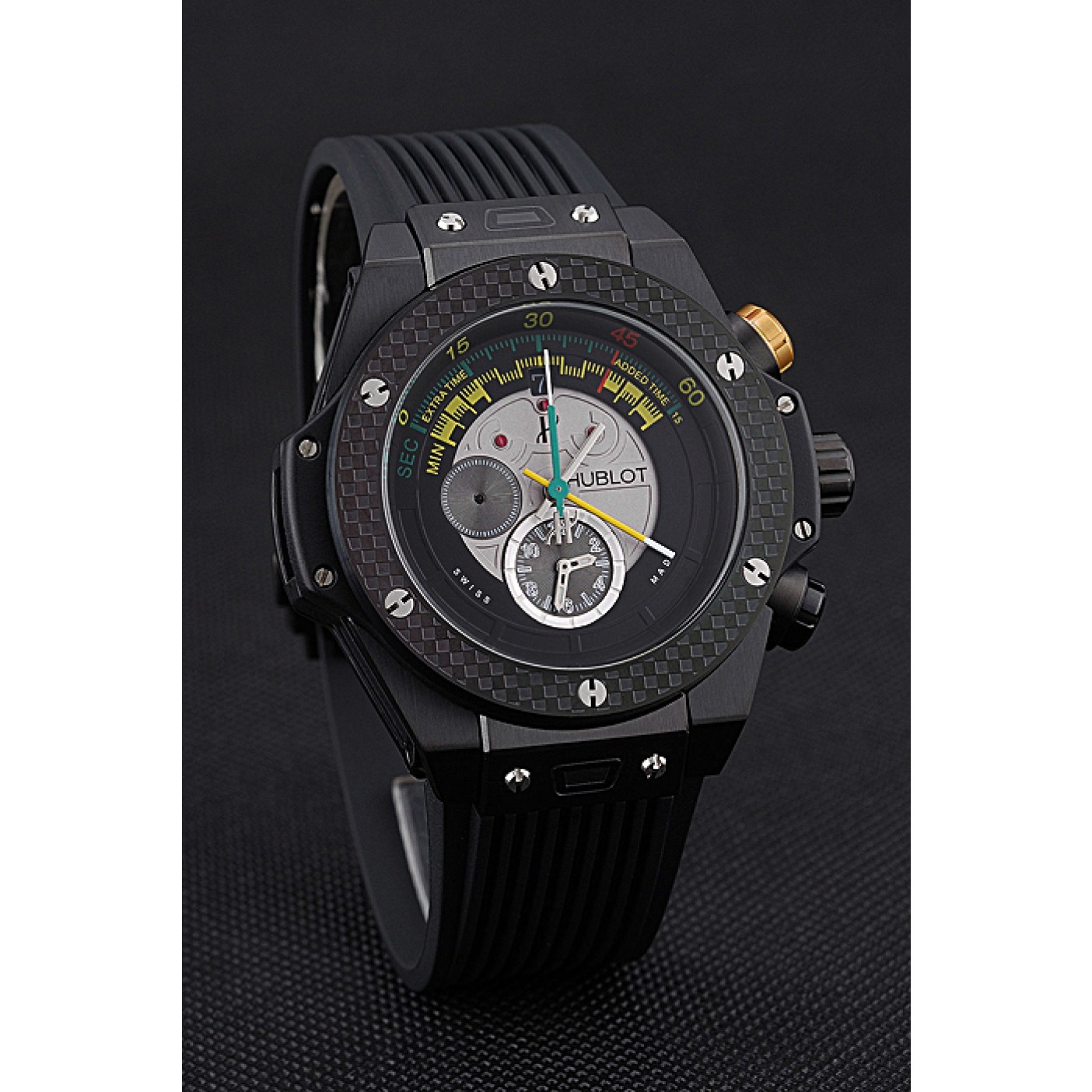 MiroTime Hublot Big Bang Unico Bi-Retrograde Chrono King Black Steel Case Black Rubber Strap 622771