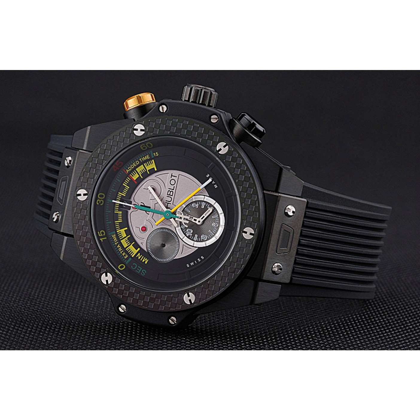 MiroTime Hublot Big Bang Unico Bi-Retrograde Chrono King Black Steel Case Black Rubber Strap 622771
