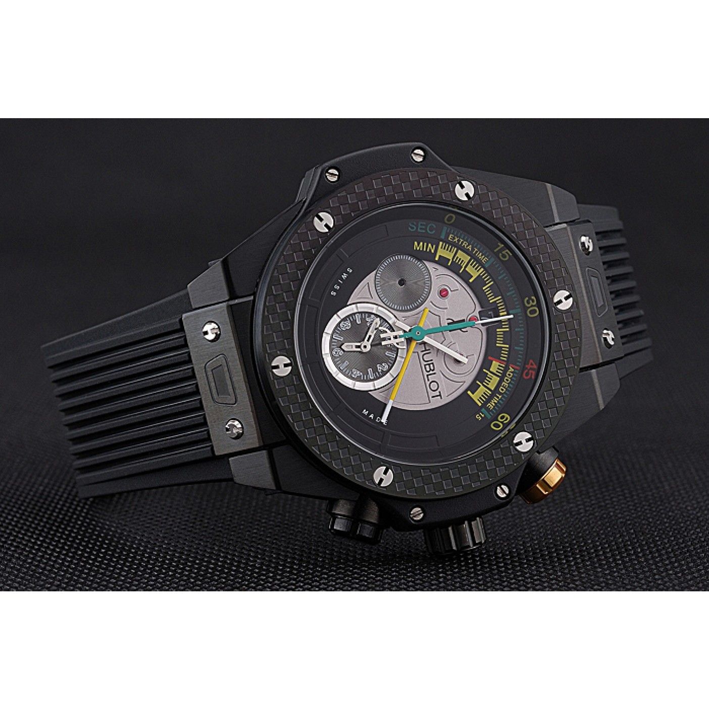 MiroTime Hublot Big Bang Unico Bi-Retrograde Chrono King Black Steel Case Black Rubber Strap 622771