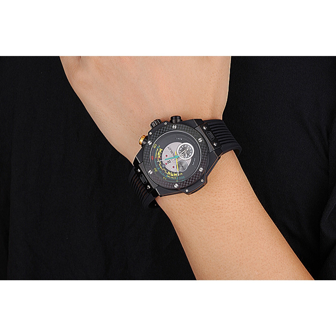 MiroTime Hublot Big Bang Unico Bi-Retrograde Chrono King Black Steel Case Black Rubber Strap 622771