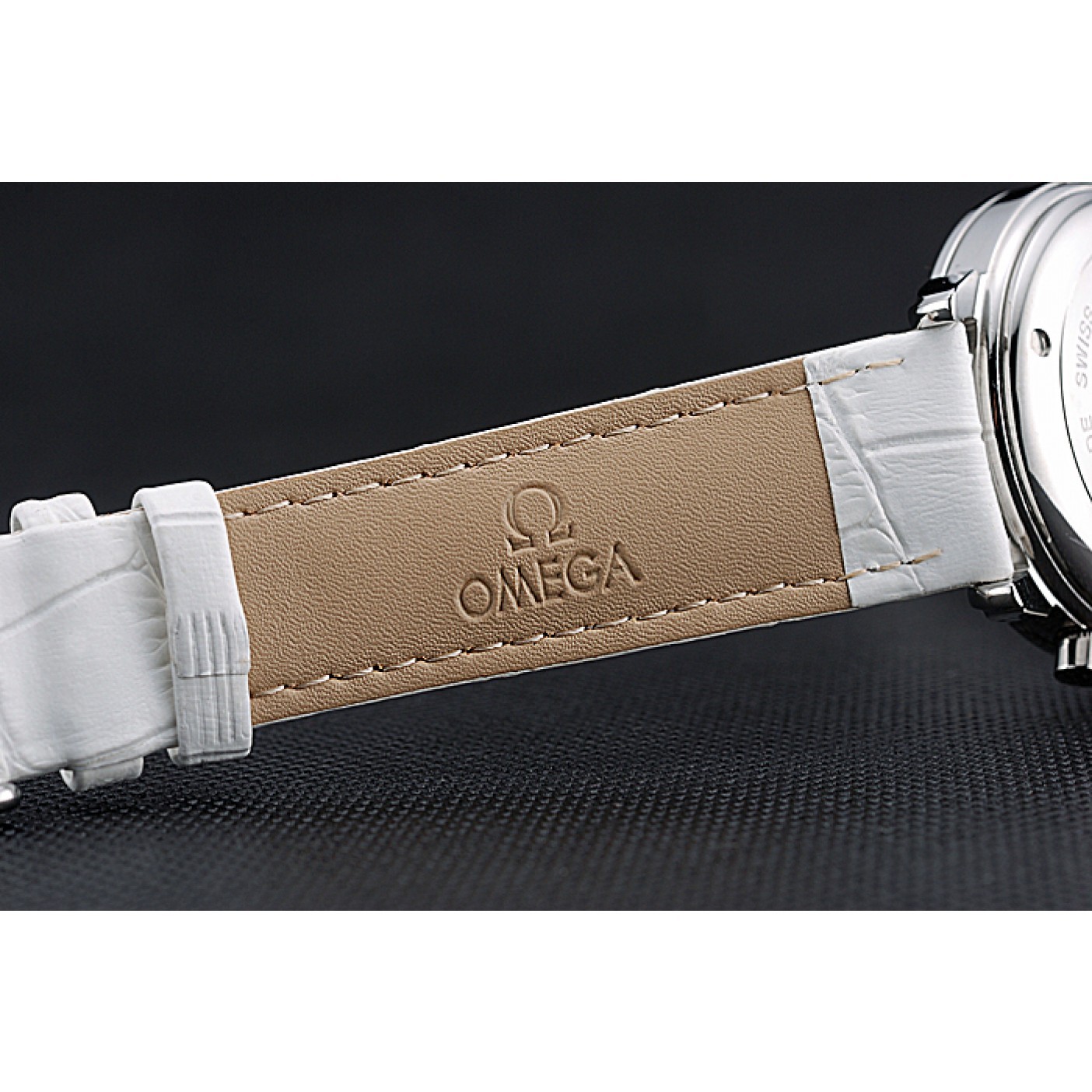 MiroTime Omega De Ville Chronograph White Dial Stainless Steel Diamond Case White Leather Bracelet 622453