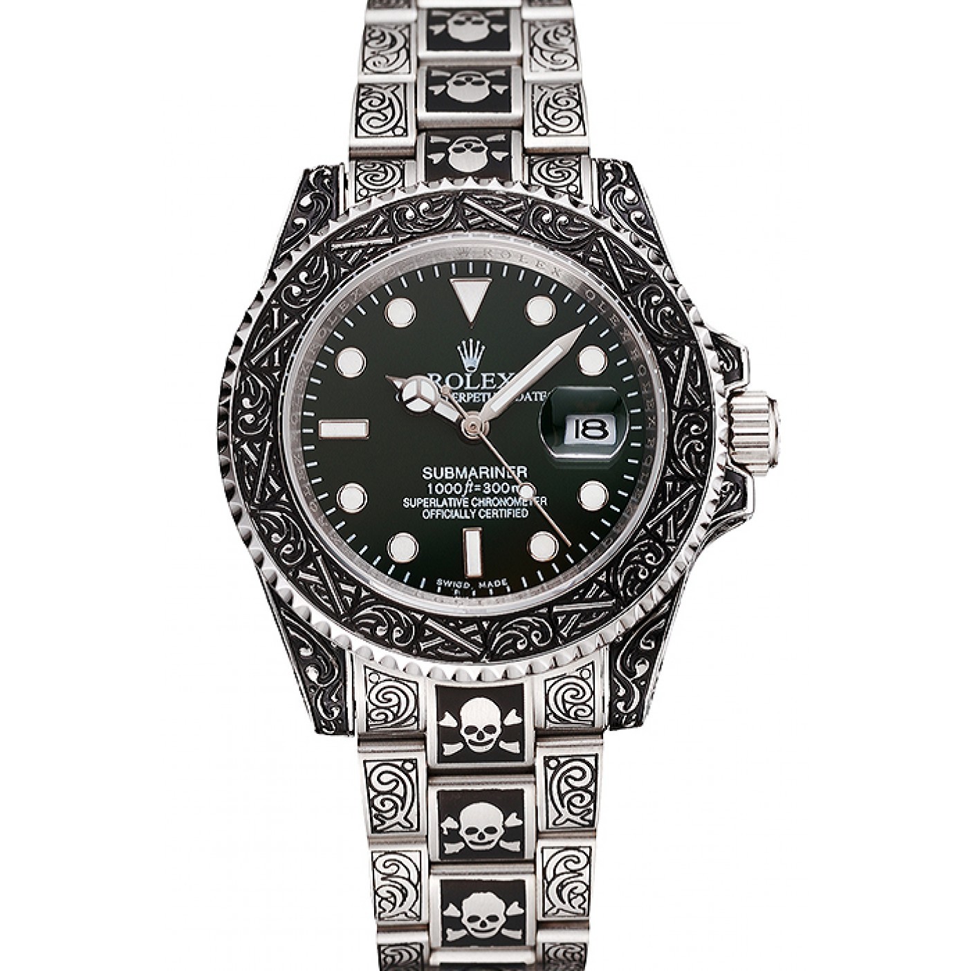 MiroTime Rolex Submariner Skull Limited Edition Green Dial Vintage Case And Bracelet 1454079