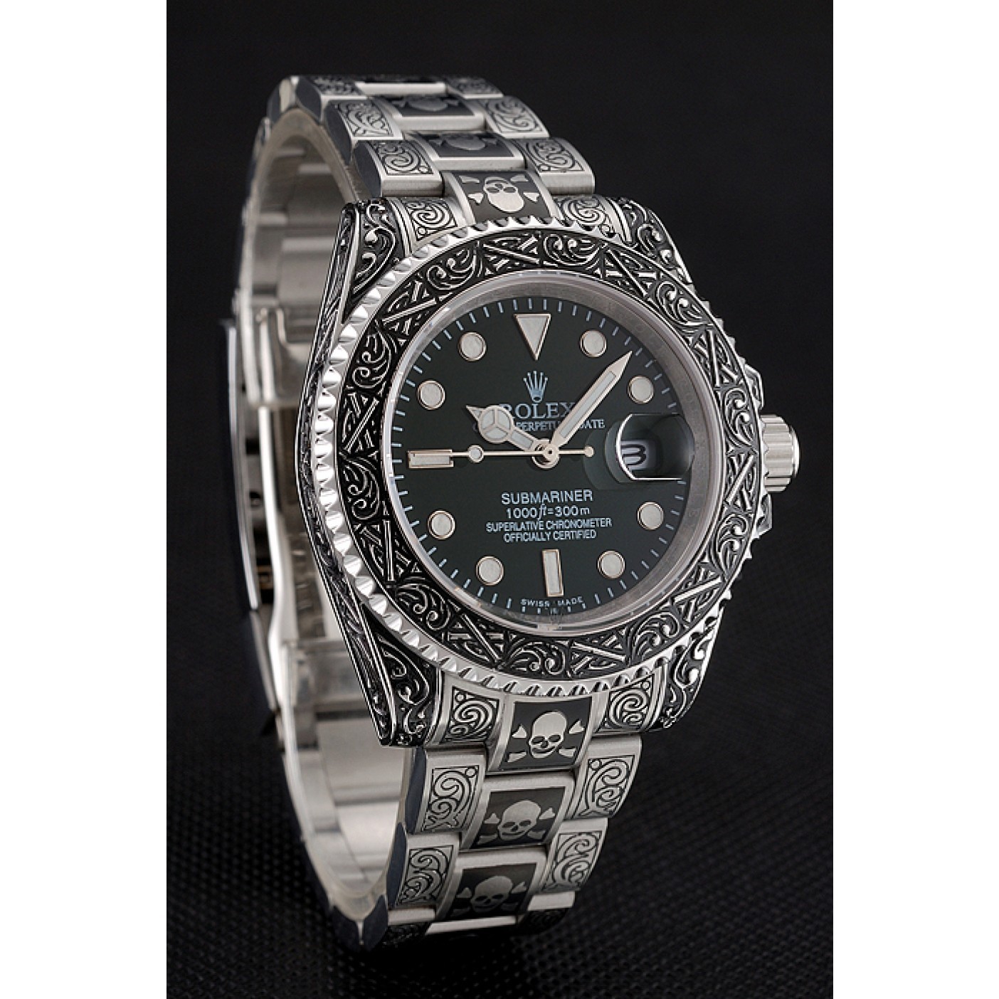 MiroTime Rolex Submariner Skull Limited Edition Green Dial Vintage Case And Bracelet 1454079