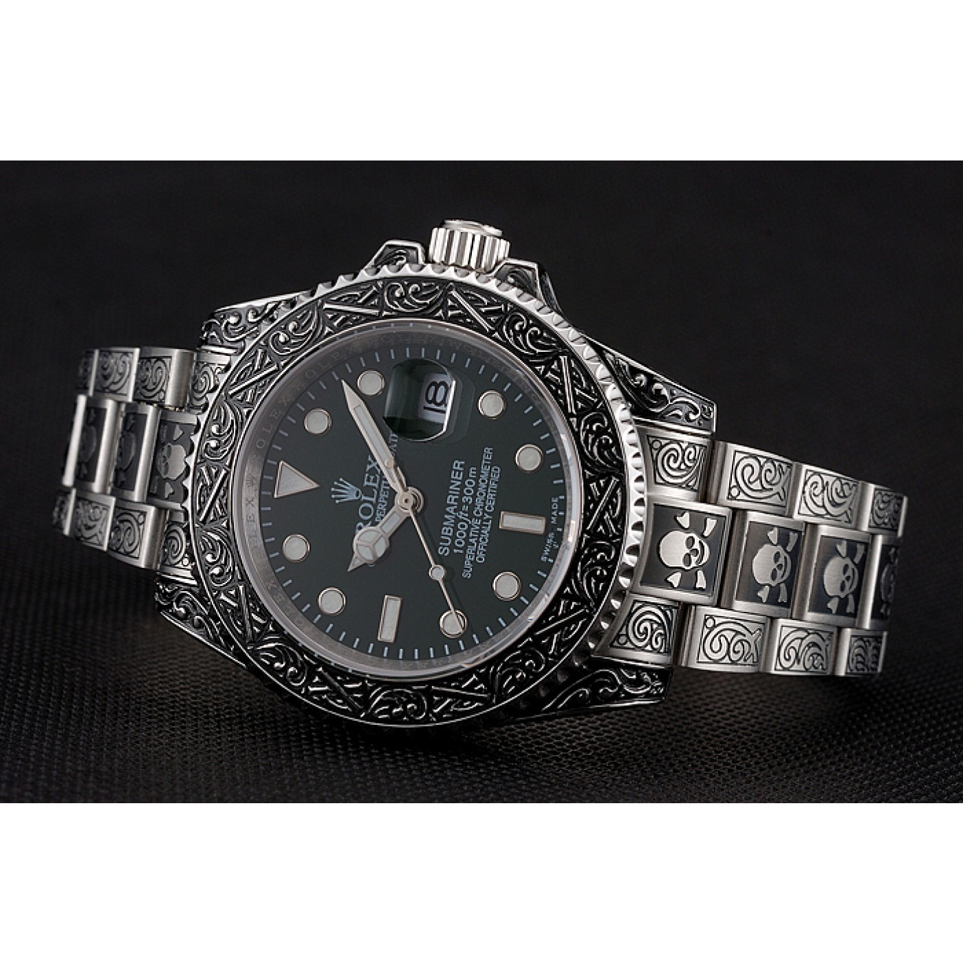 MiroTime Rolex Submariner Skull Limited Edition Green Dial Vintage Case And Bracelet 1454079