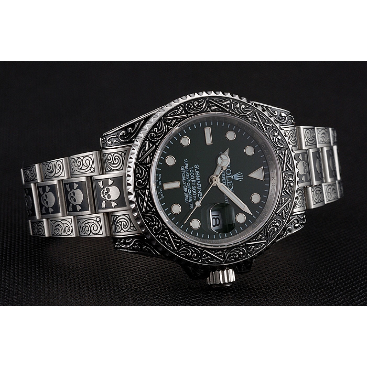 MiroTime Rolex Submariner Skull Limited Edition Green Dial Vintage Case And Bracelet 1454079
