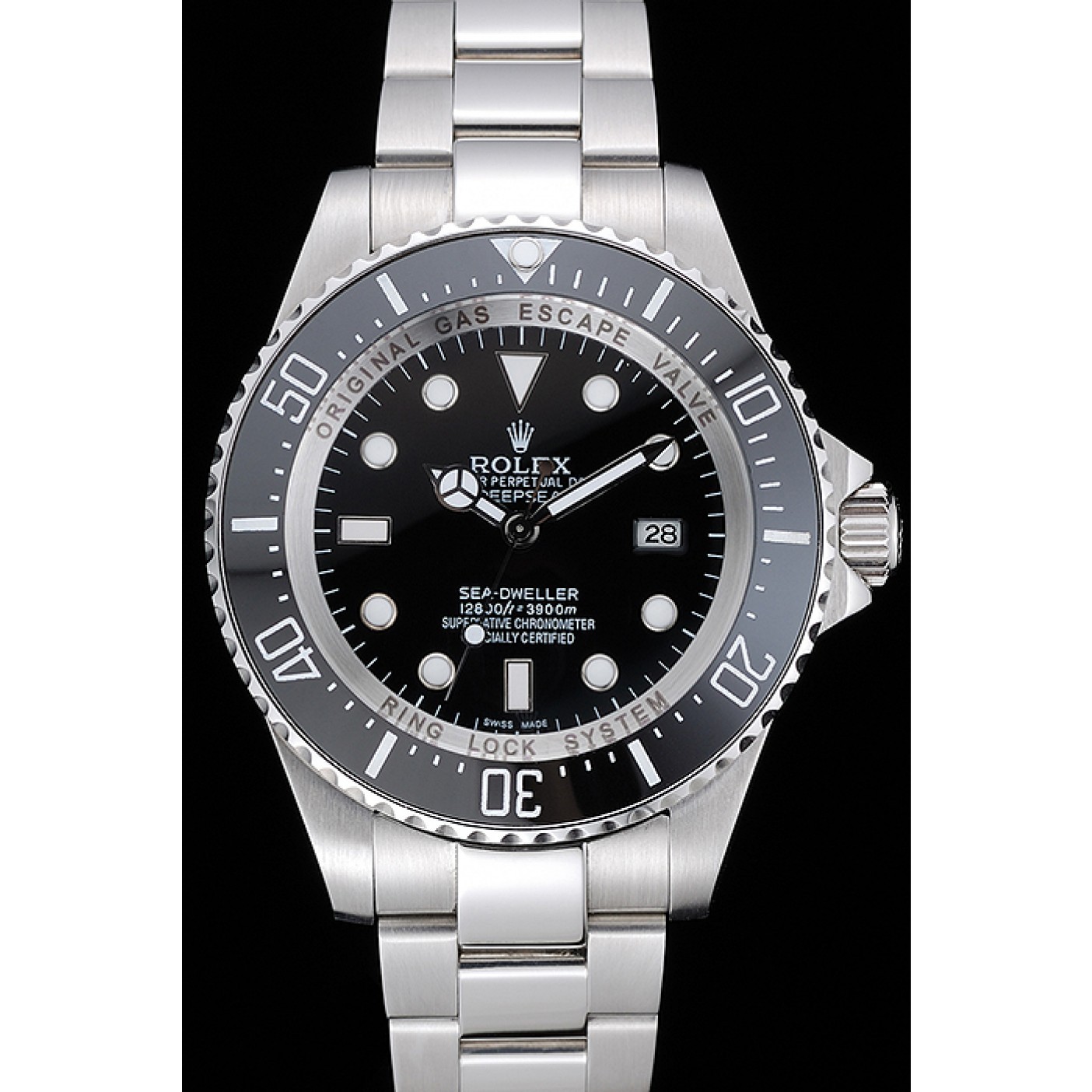 MiroTime Rolex Sky Dweller Stainless Steel Bracelet Black Dial Watch