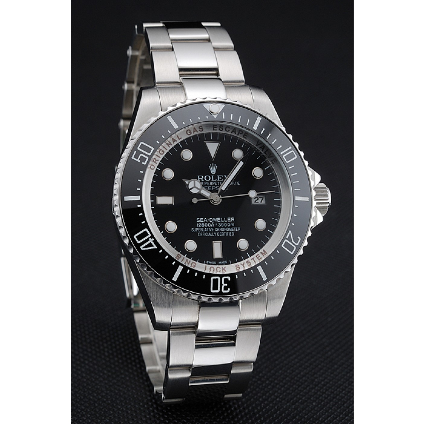 MiroTime Rolex Sky Dweller Stainless Steel Bracelet Black Dial Watch