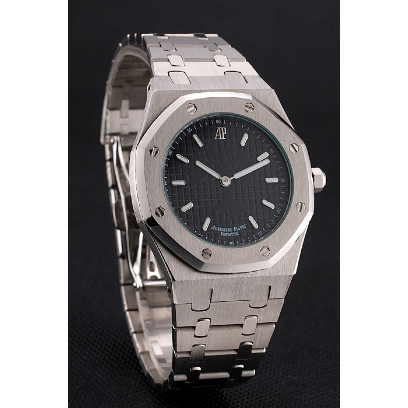 MiroTime Audemars Piguet Royal Oak Fondation Black Dial Stainless Steel Case And Bracelet