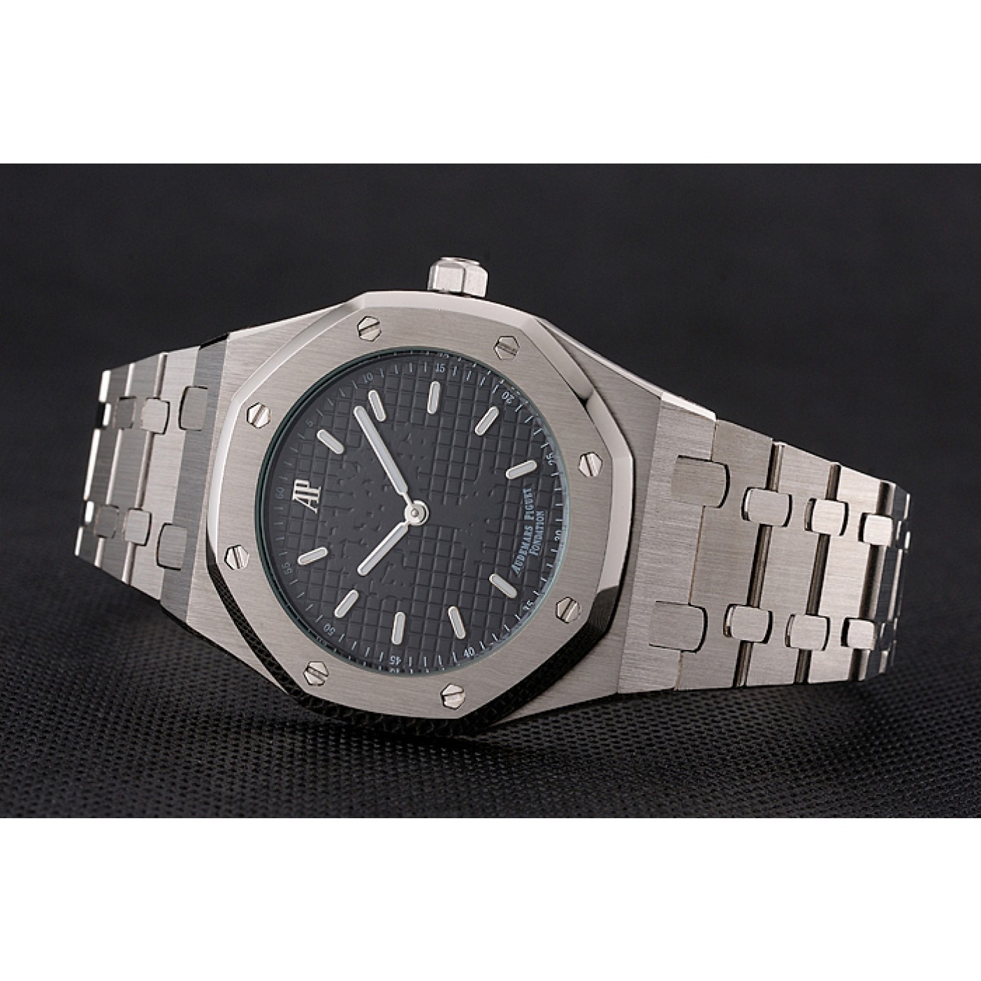 MiroTime Audemars Piguet Royal Oak Fondation Black Dial Stainless Steel Case And Bracelet