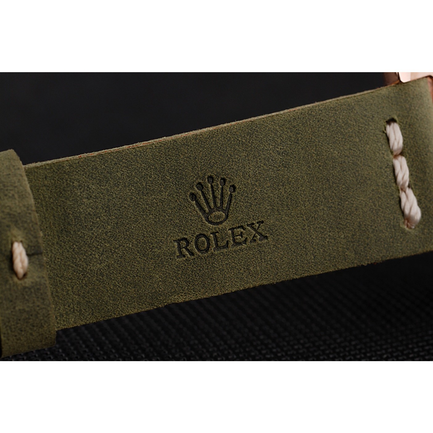 MiroTime Rolex Yacht Master Black Dial Green Bezel Rose Gold Case Green Leather Bracelet 1453862