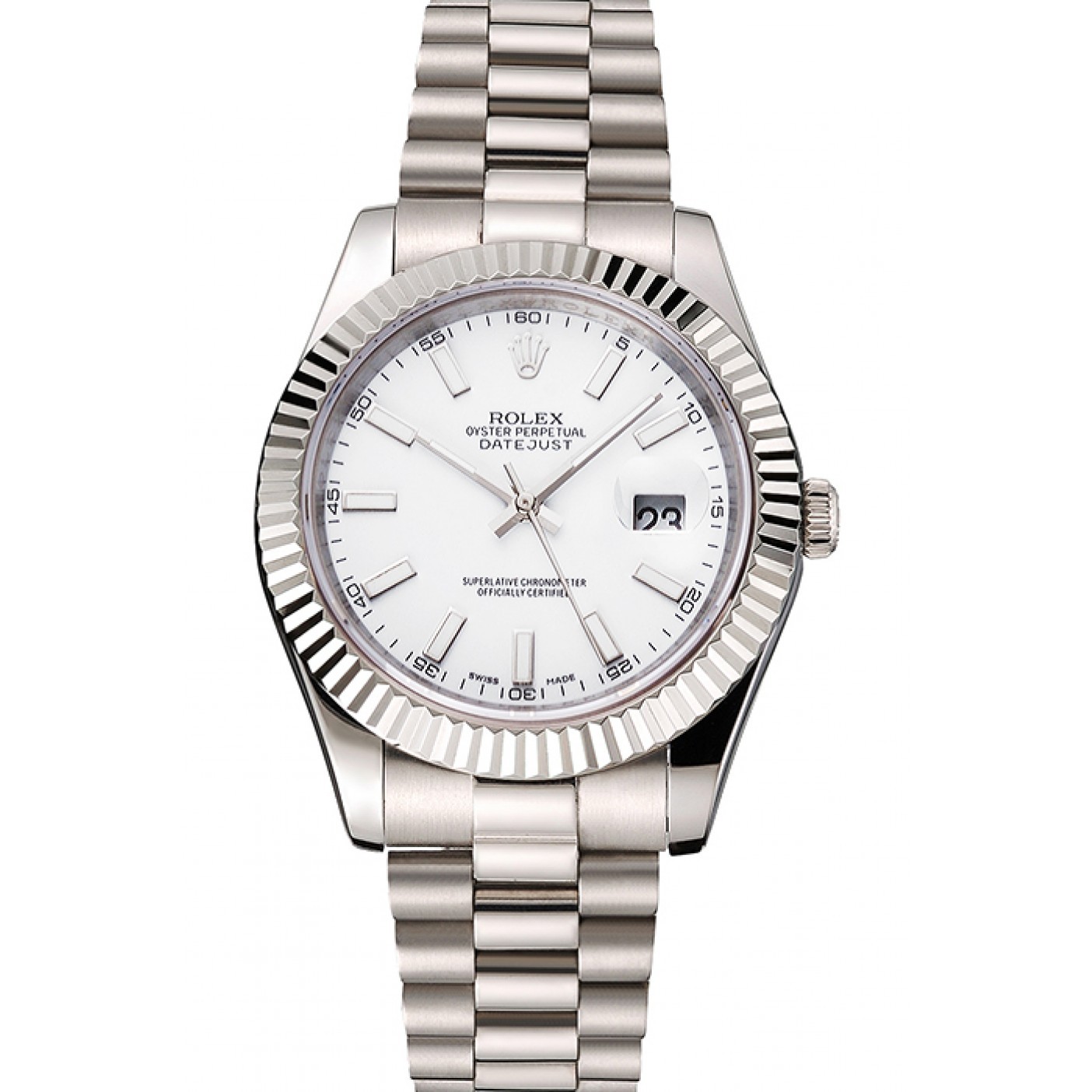 MiroTime Swiss Rolex Datejust White Dial Stainless Steel Case And Bracelet