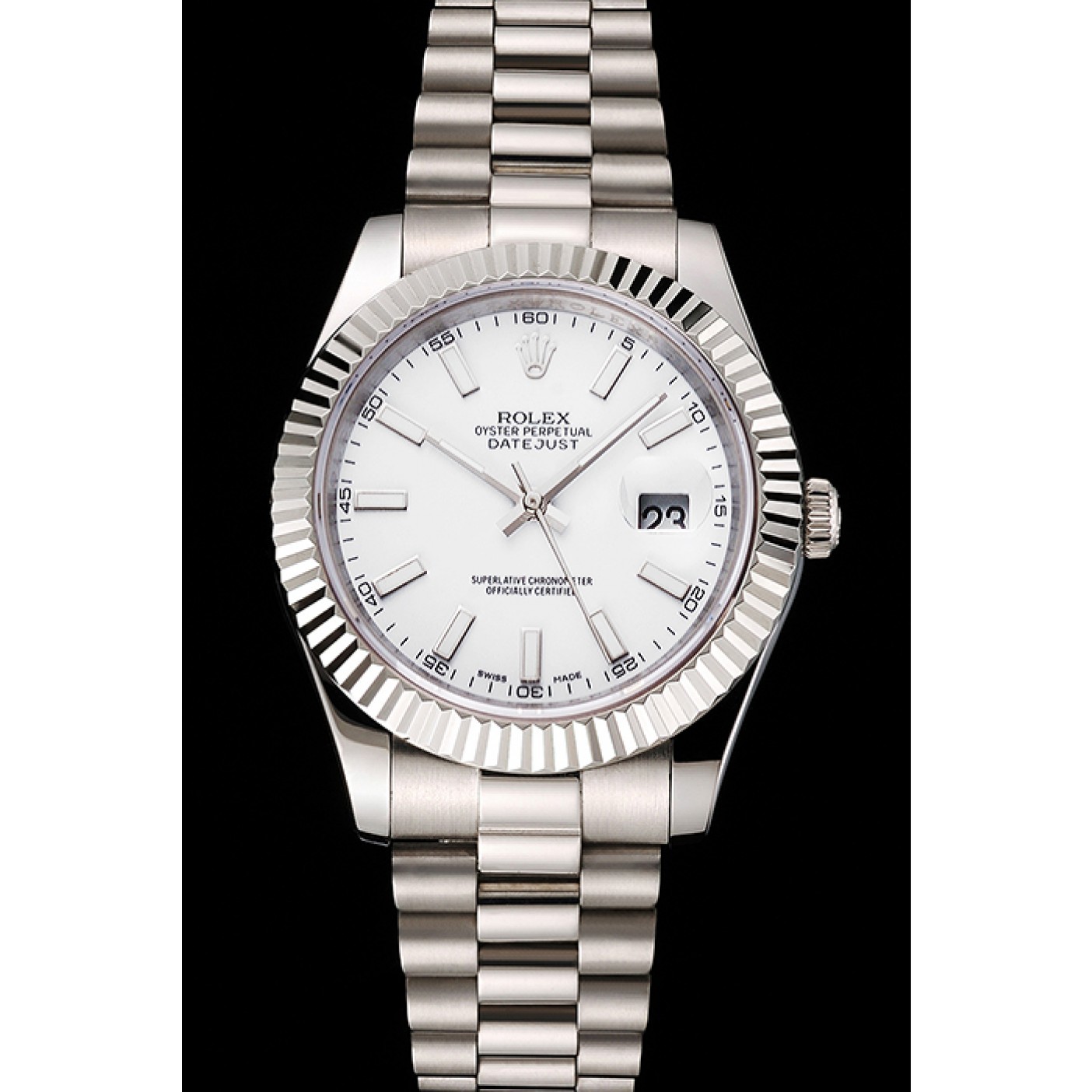 MiroTime Swiss Rolex Datejust White Dial Stainless Steel Case And Bracelet