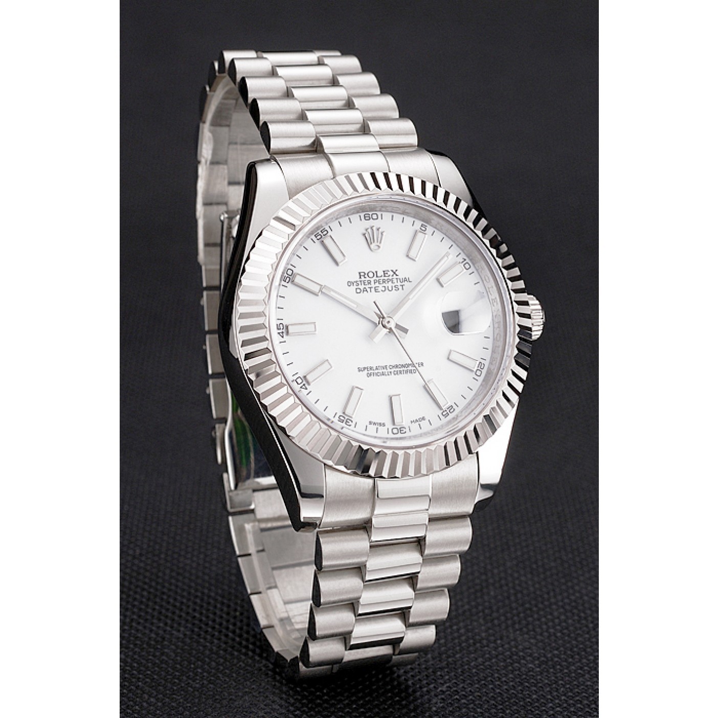MiroTime Swiss Rolex Datejust White Dial Stainless Steel Case And Bracelet
