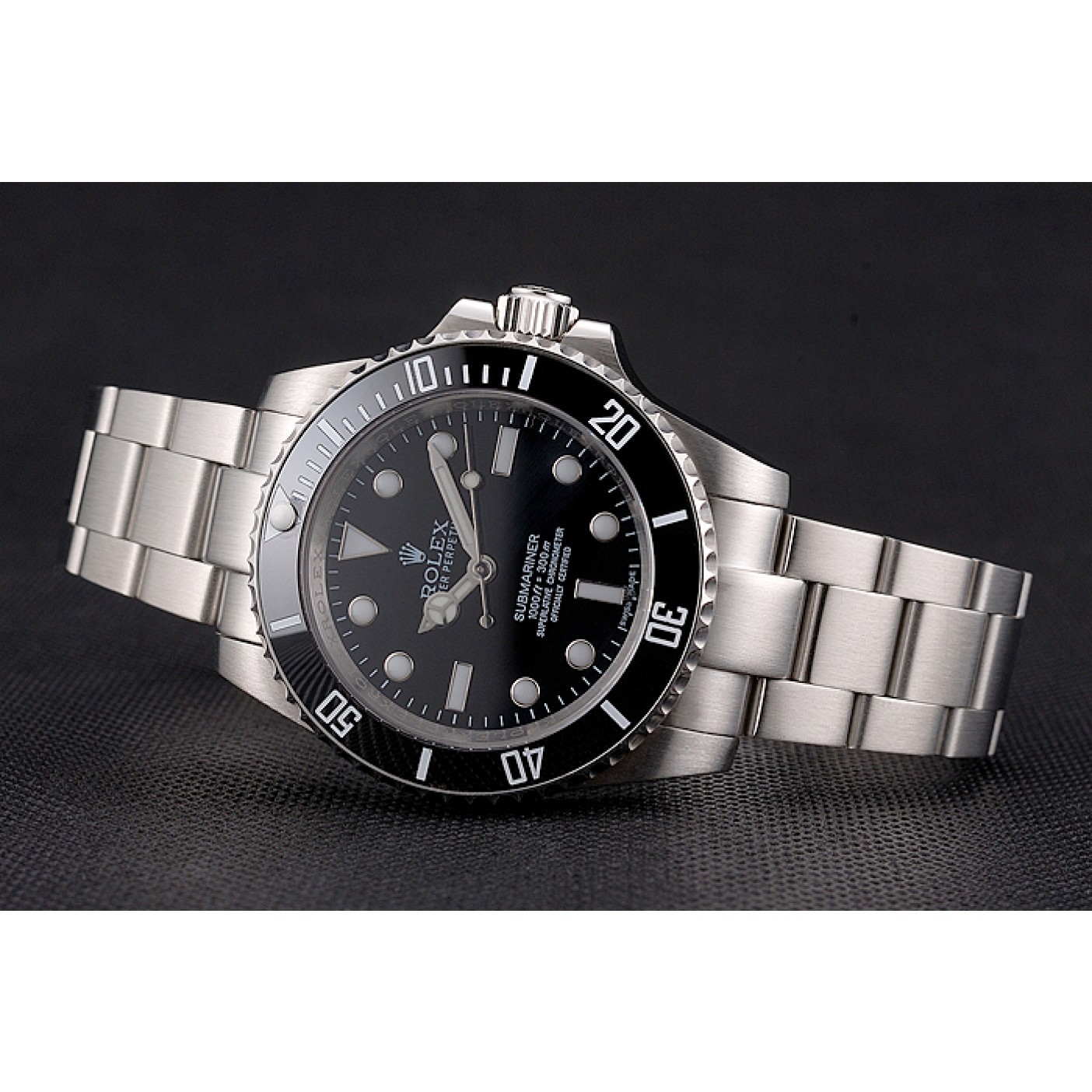 MiroTime Swiss Rolex Submariner No Date Black Dial And Bezel Stainless Steel Case And Bracelet
